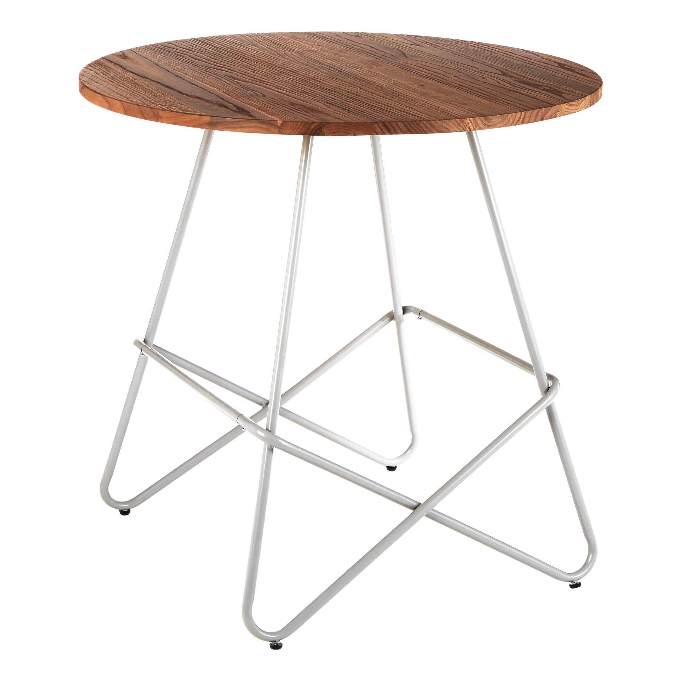 White Metal and Elm Wood Small Round Dining Table - The Orchard Home and Gifts