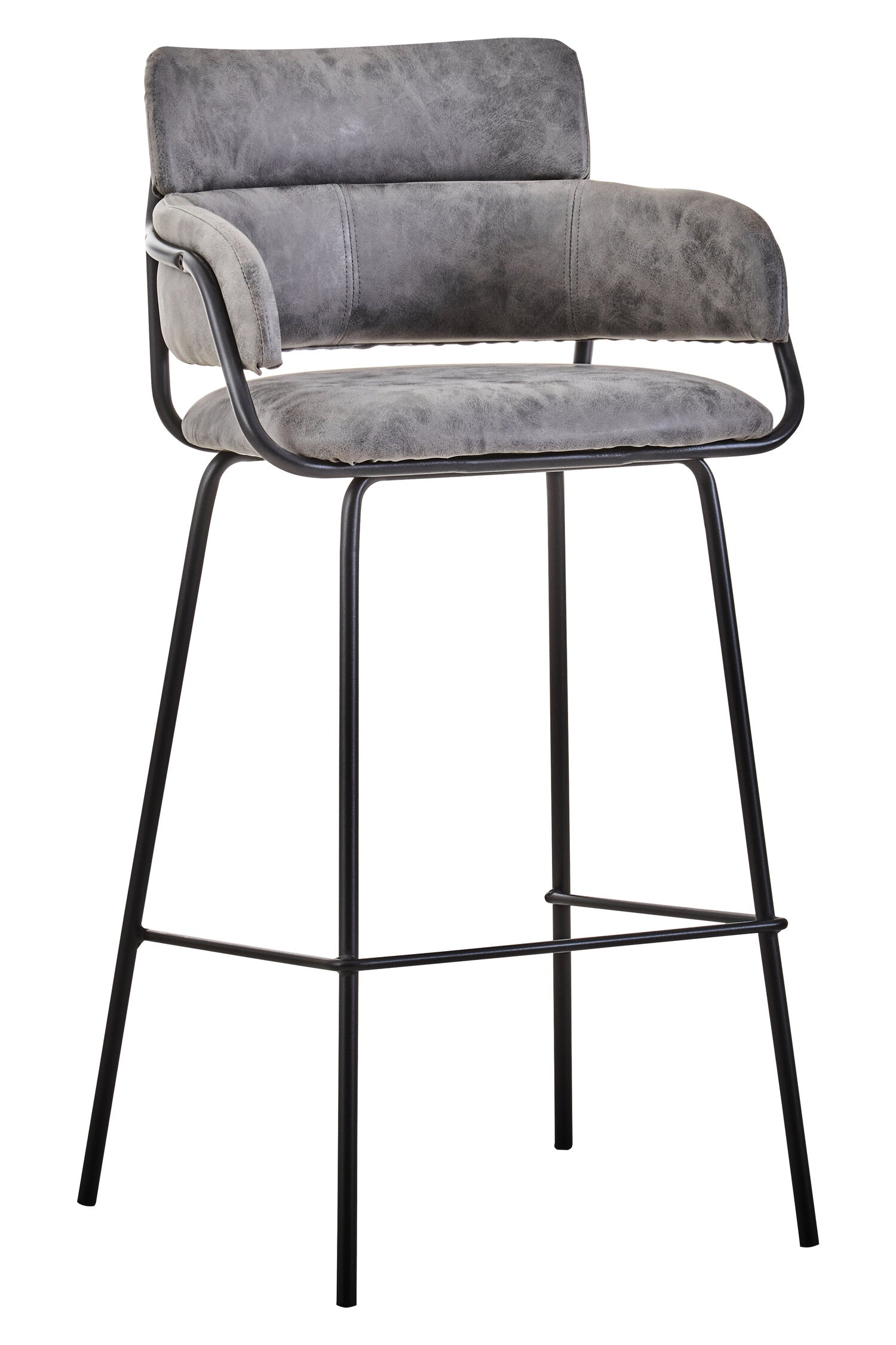 Grey Upholstered Faux Leather Bar Stool - The Orchard Home and Gifts