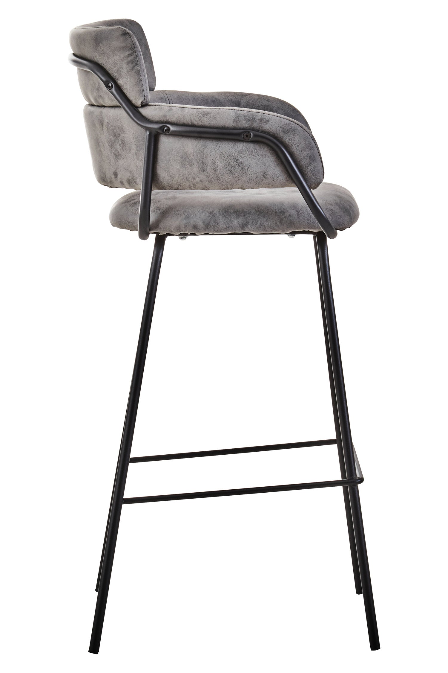 Grey Upholstered Faux Leather Bar Stool - The Orchard Home and Gifts