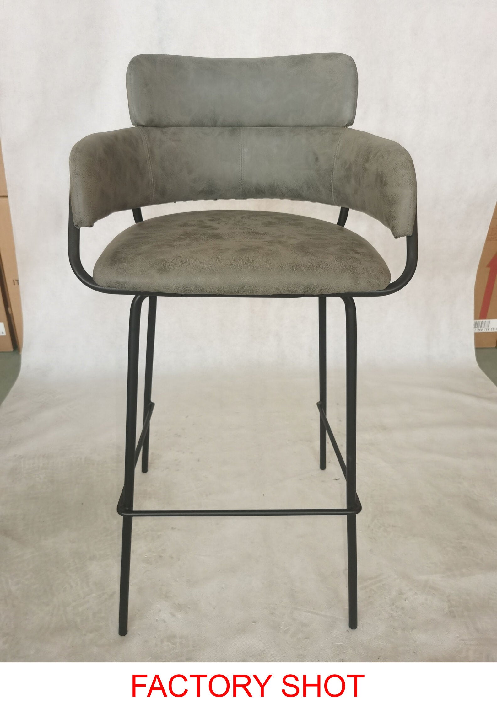 Grey Upholstered Faux Leather Bar Stool - The Orchard Home and Gifts