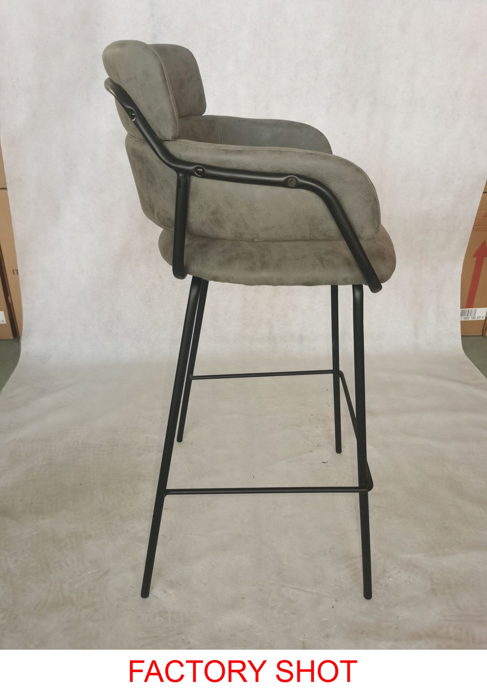Grey Upholstered Faux Leather Bar Stool - The Orchard Home and Gifts
