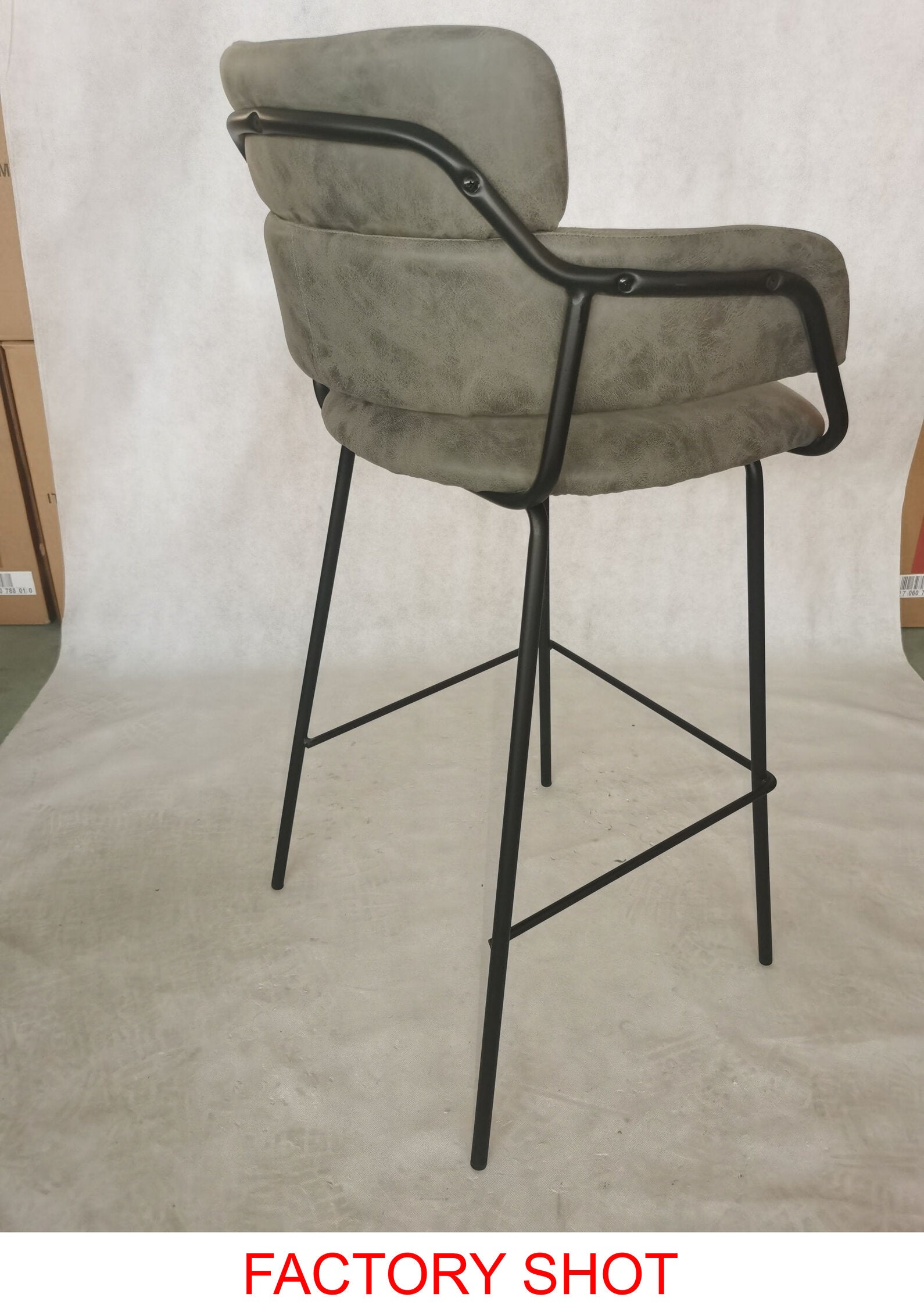 Grey Upholstered Faux Leather Bar Stool - The Orchard Home and Gifts