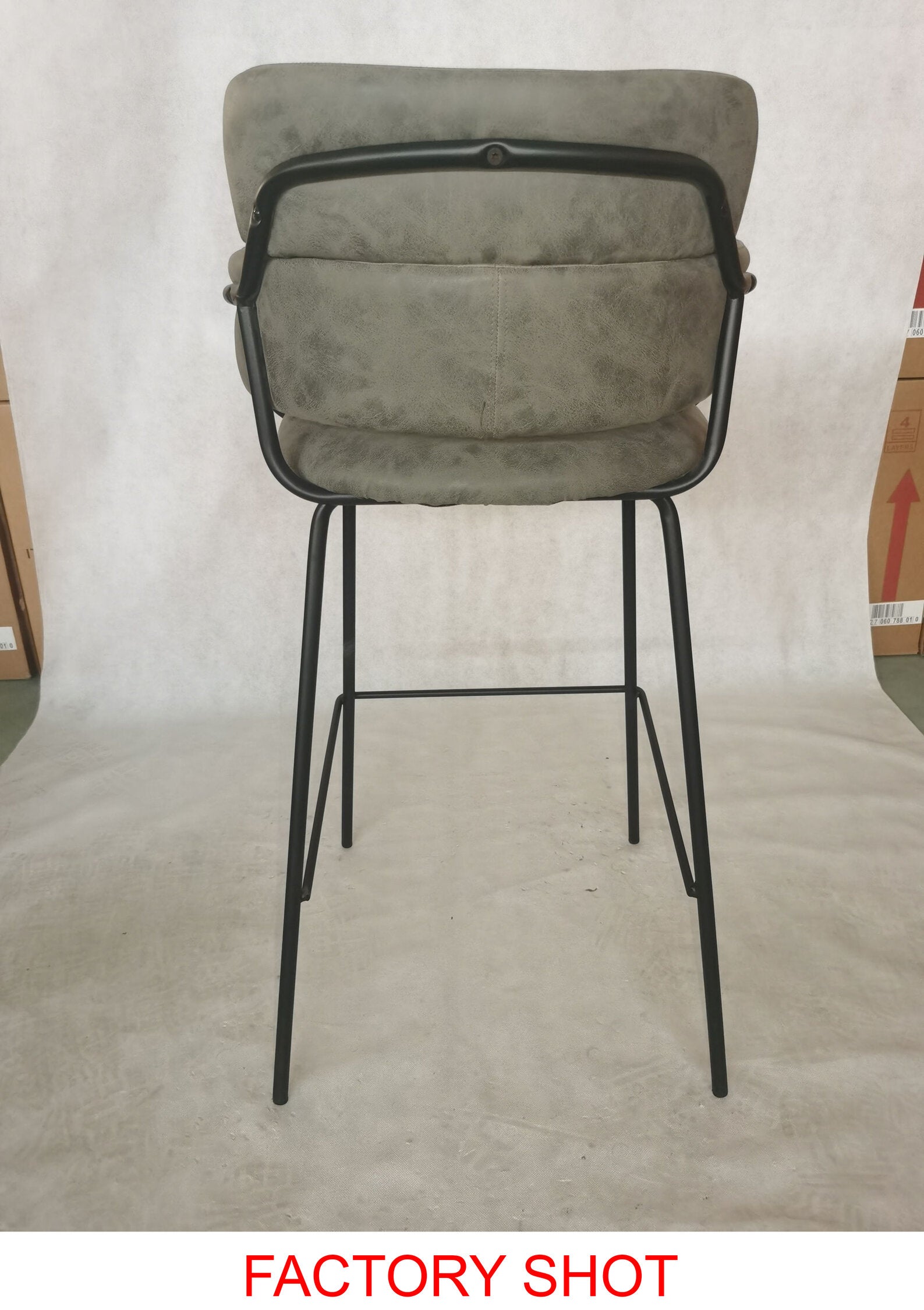 Grey Upholstered Faux Leather Bar Stool - The Orchard Home and Gifts