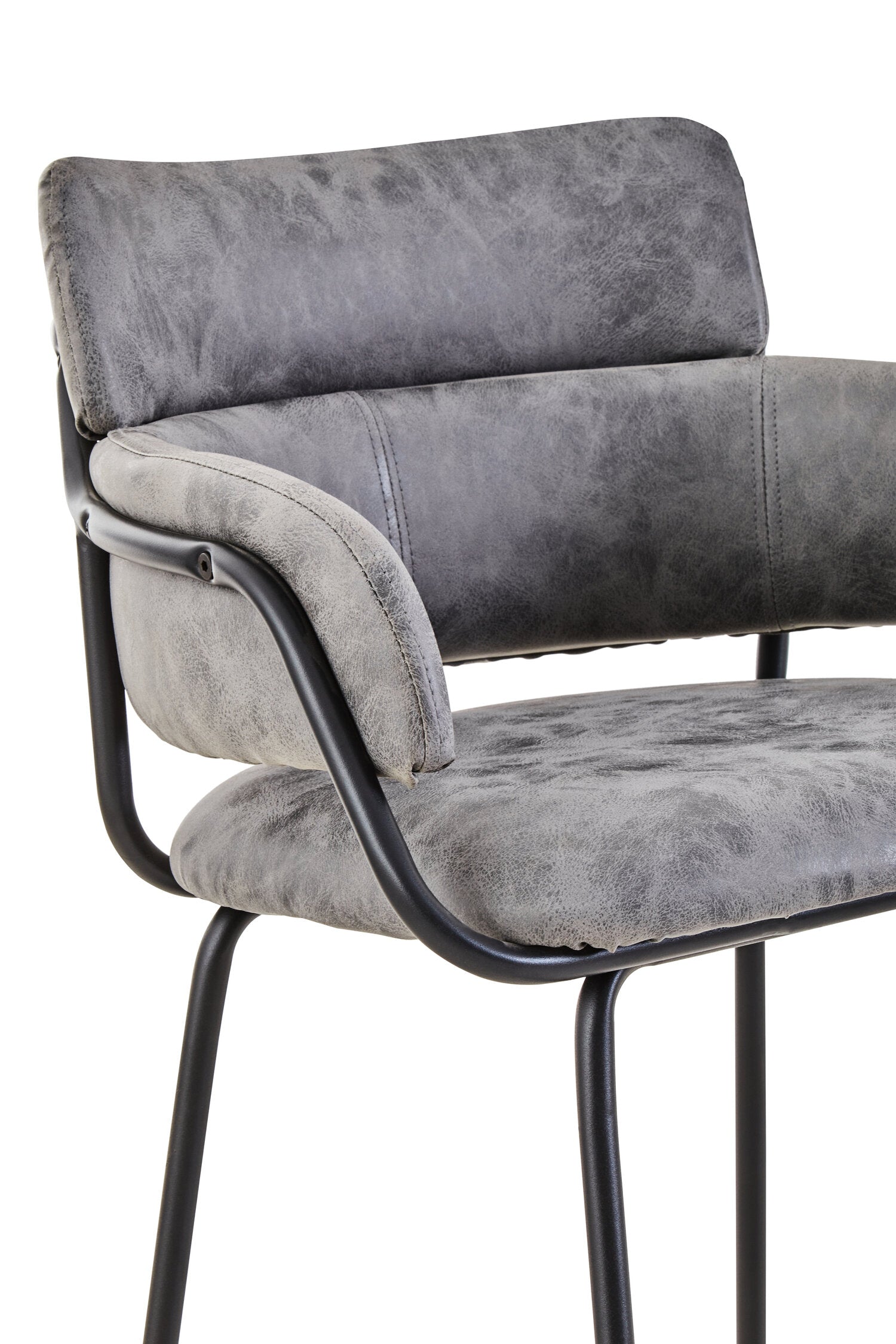 Grey Upholstered Faux Leather Bar Stool - The Orchard Home and Gifts