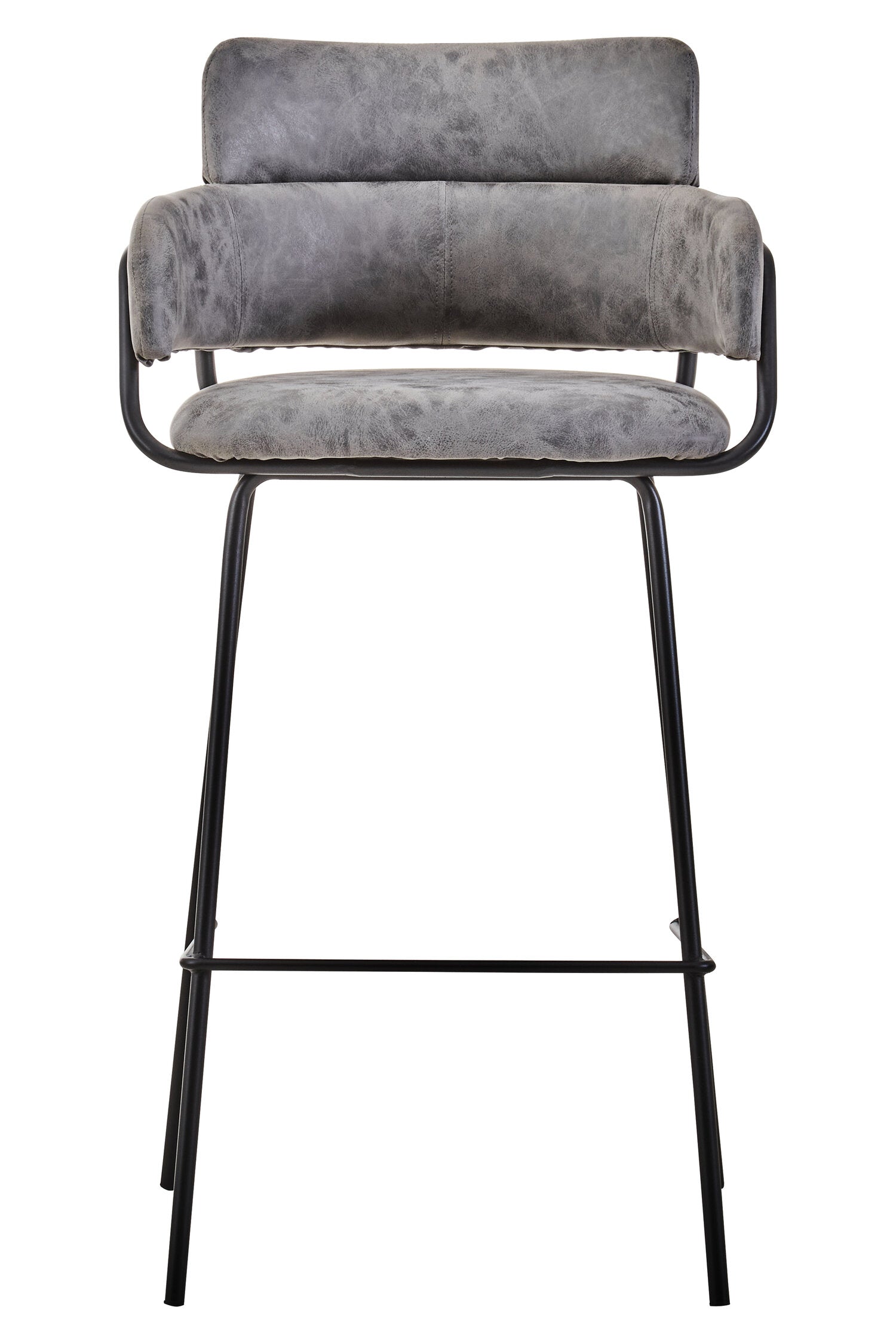 Grey Upholstered Faux Leather Bar Stool - The Orchard Home and Gifts