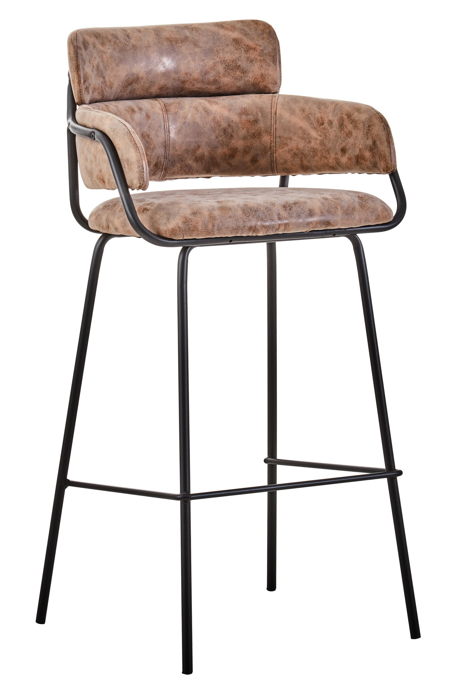 Tan Brown Upholstered Faux Leather Bar Stool - The Orchard Home and Gifts
