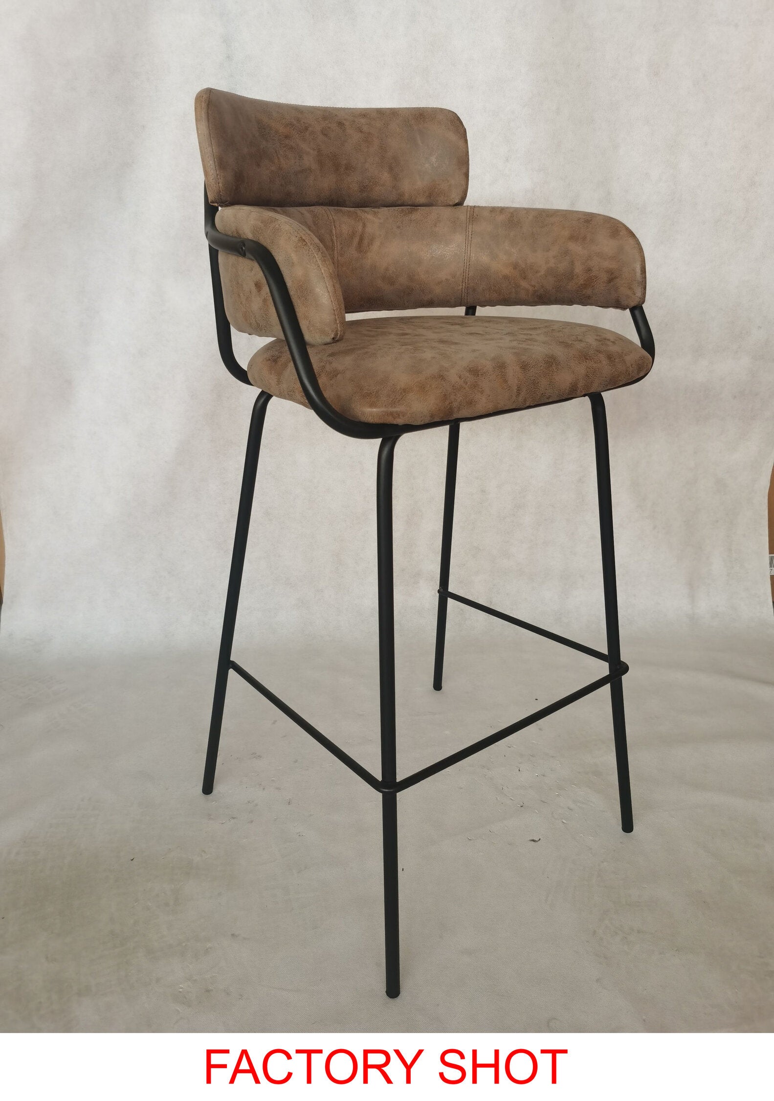 Tan Brown Upholstered Faux Leather Bar Stool - The Orchard Home and Gifts