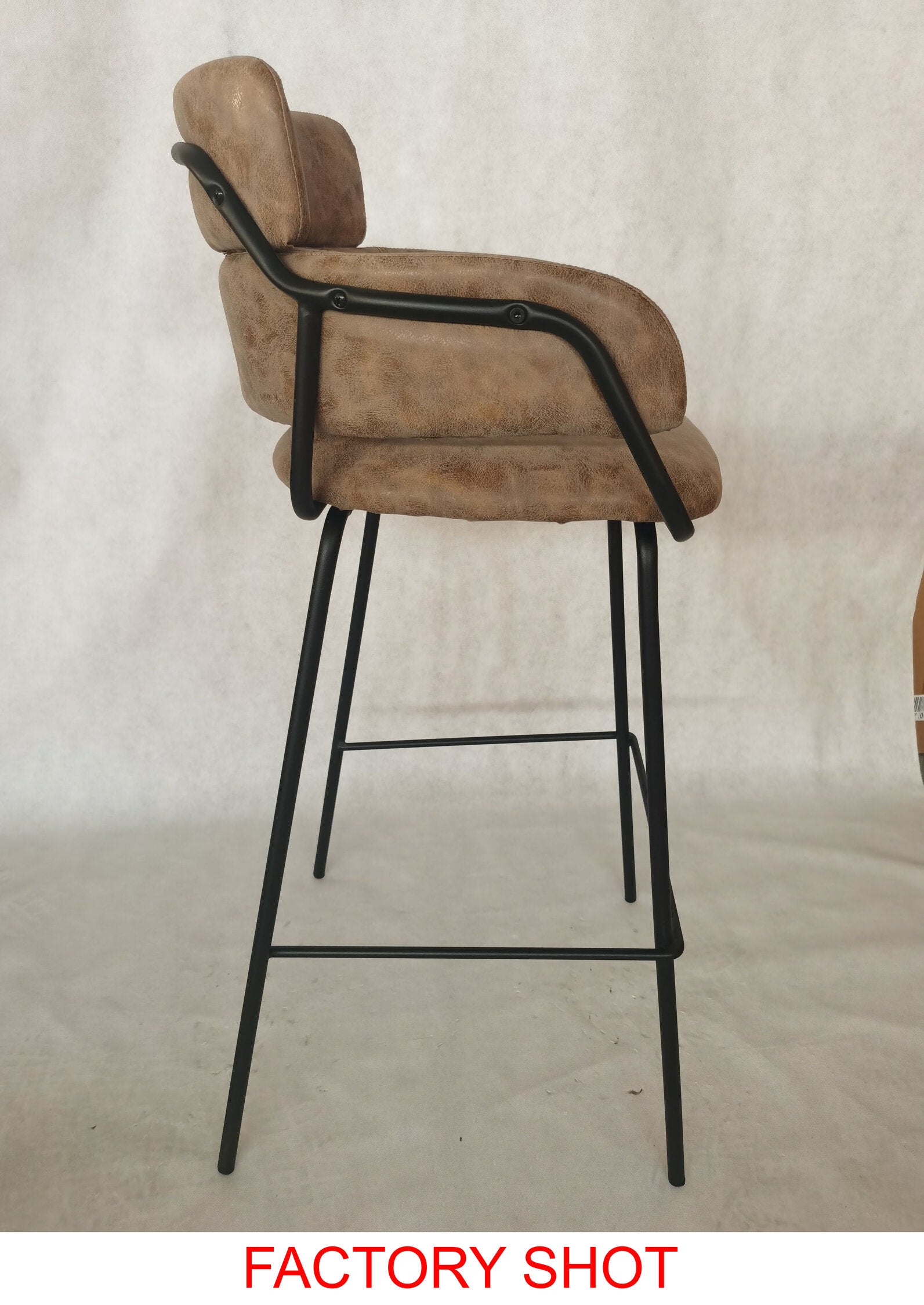 Tan Brown Upholstered Faux Leather Bar Stool - The Orchard Home and Gifts