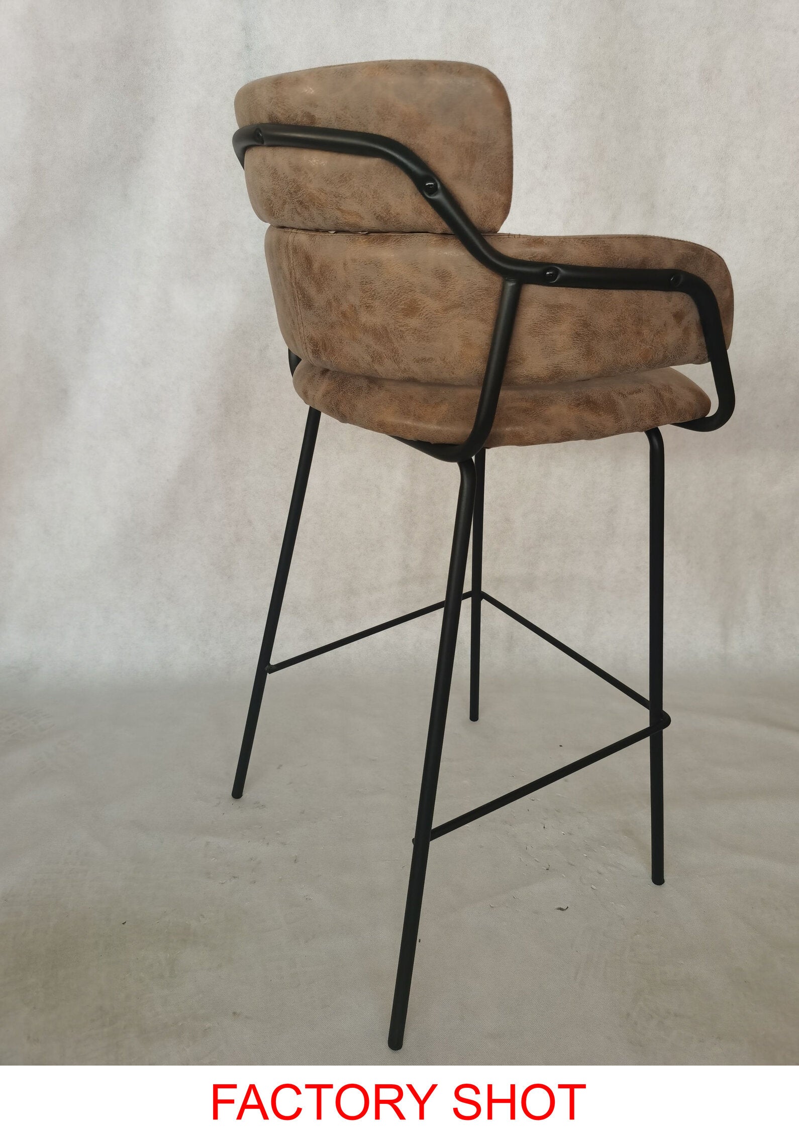 Tan Brown Upholstered Faux Leather Bar Stool - The Orchard Home and Gifts