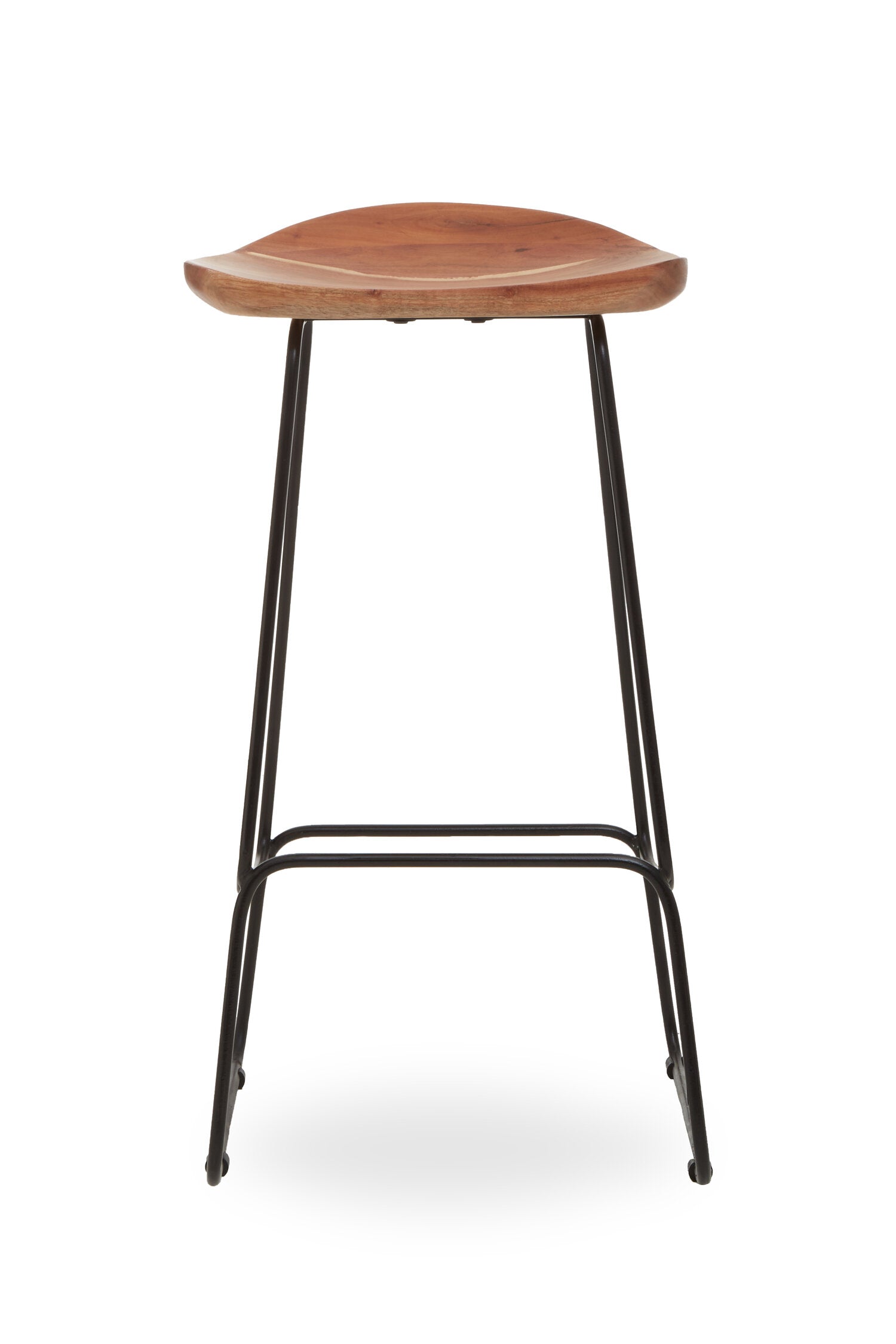 Mikka Acacia Wood and Black Metal Bar Stool - The Orchard Home and Gifts