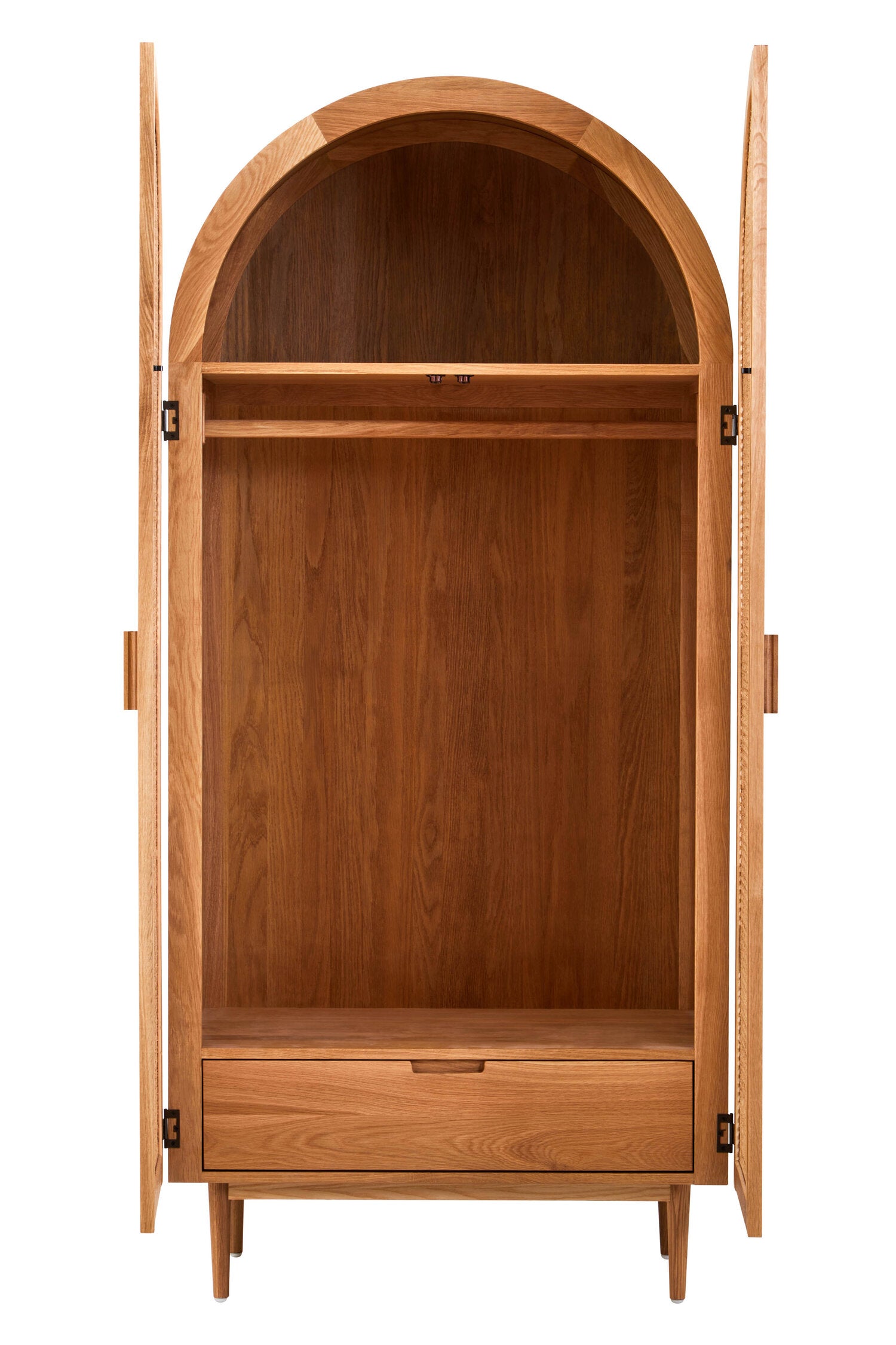 Rattan and Oak Two Door Arched Wardrobe - The Orchard Home and Gifts