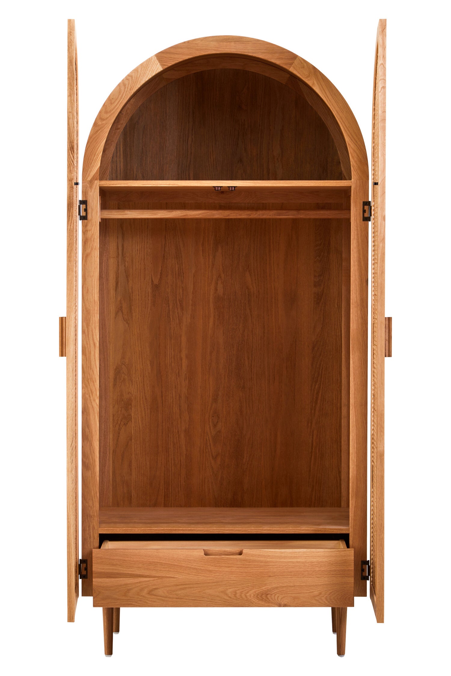 Rattan and Oak Two Door Arched Wardrobe - The Orchard Home and Gifts