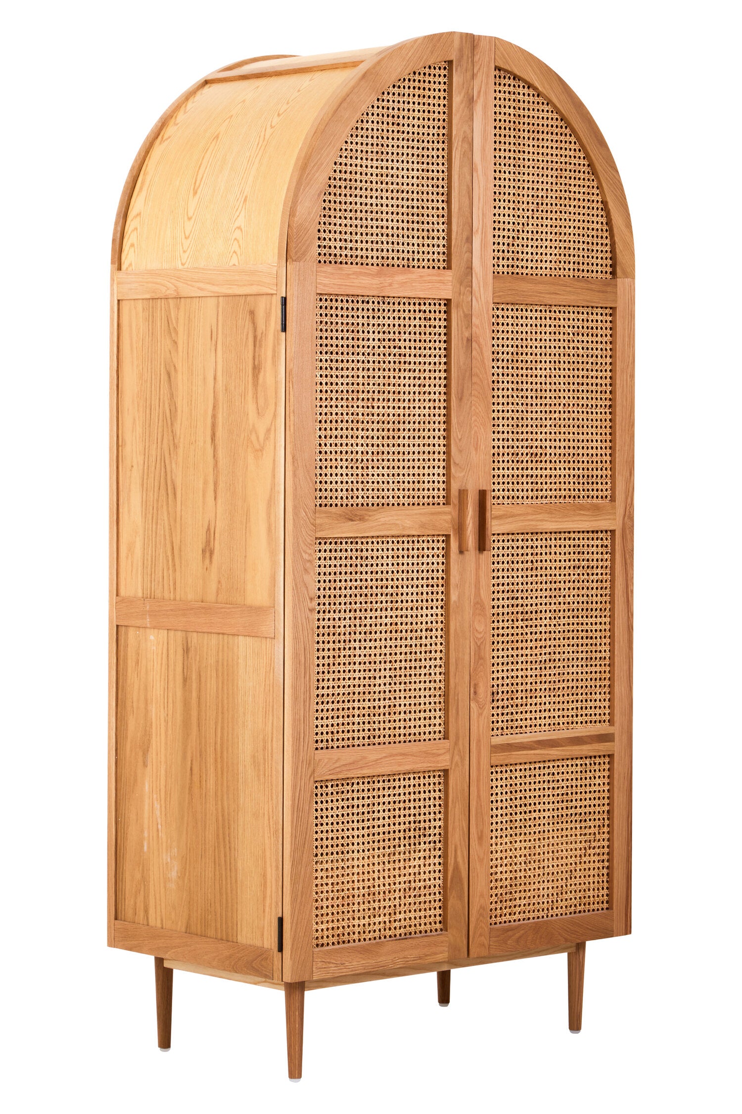 Rattan and Oak Two Door Arched Wardrobe - The Orchard Home and Gifts