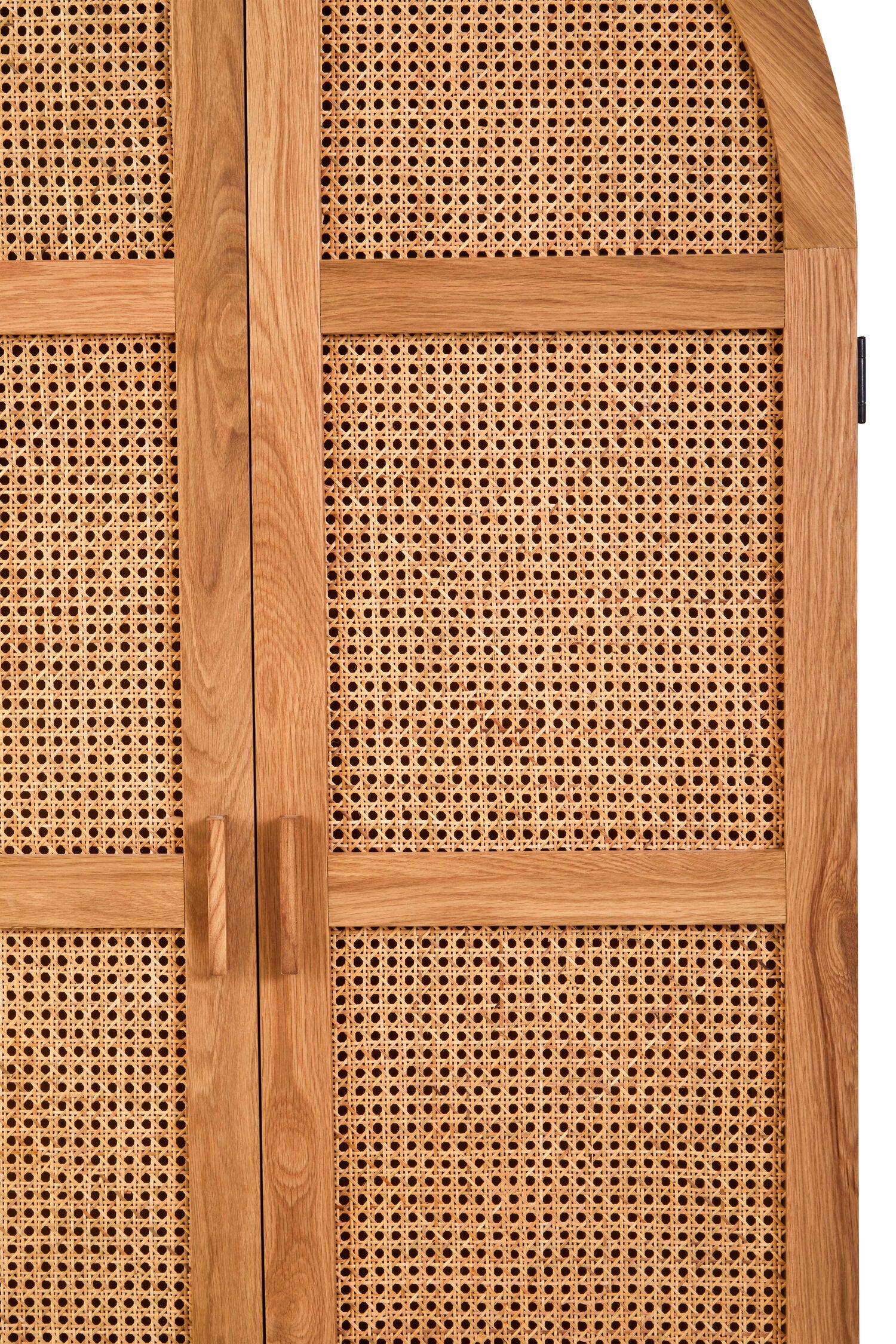 Rattan and Oak Two Door Arched Wardrobe - The Orchard Home and Gifts