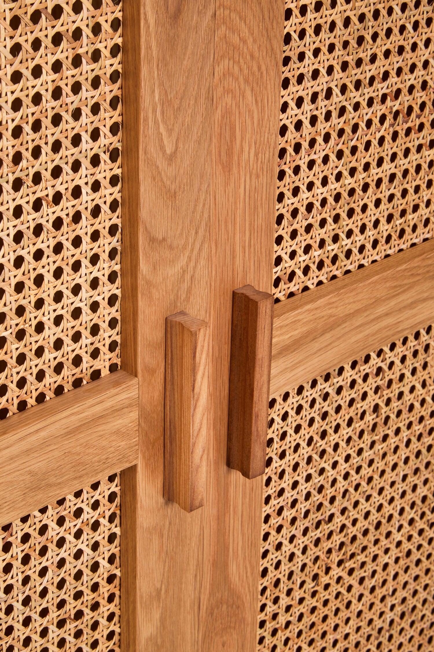 Rattan and Oak Two Door Arched Wardrobe - The Orchard Home and Gifts