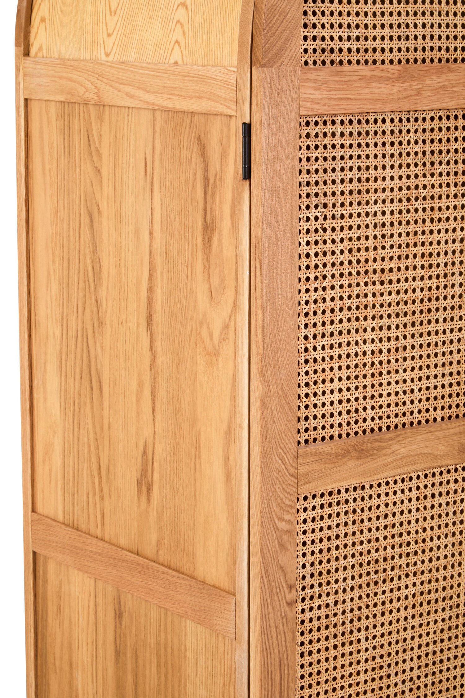 Rattan and Oak Two Door Arched Wardrobe - The Orchard Home and Gifts