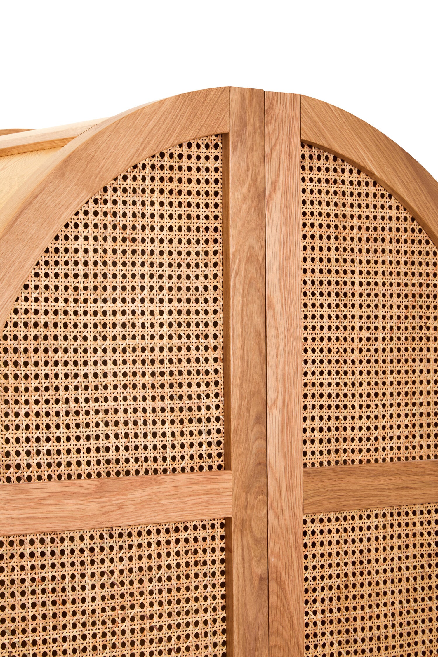 Rattan and Oak Two Door Arched Wardrobe - The Orchard Home and Gifts