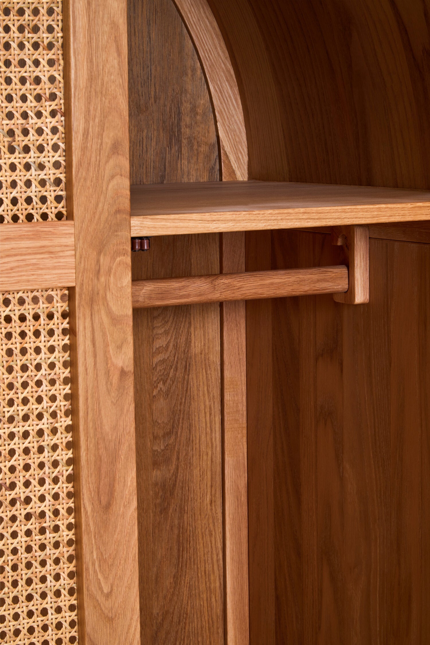 Rattan and Oak Two Door Arched Wardrobe - The Orchard Home and Gifts