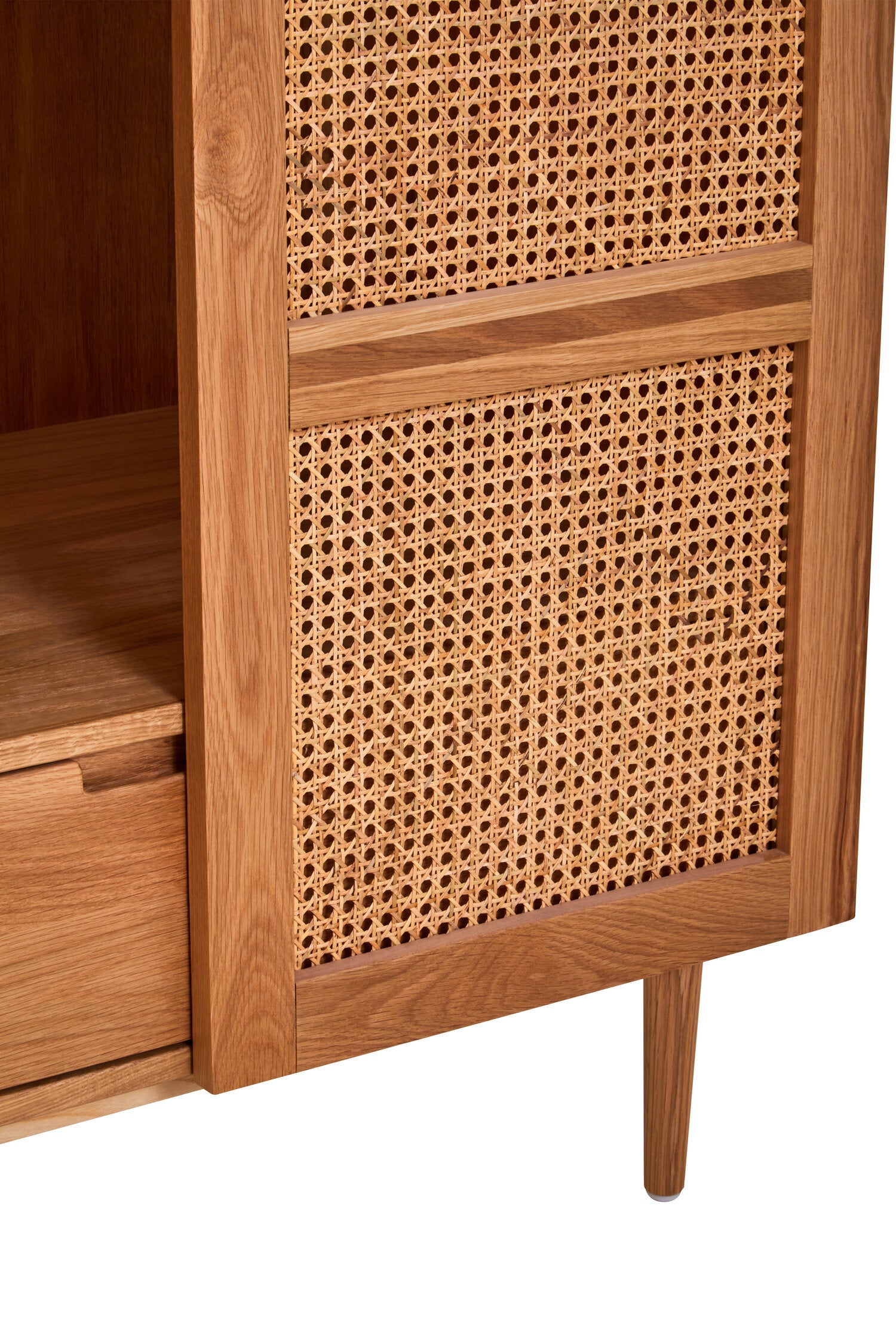 Rattan and Oak Two Door Arched Wardrobe - The Orchard Home and Gifts