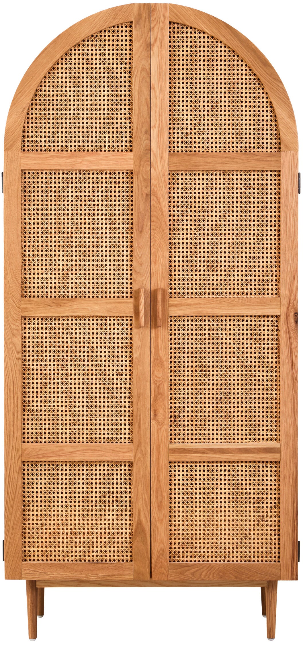 Rattan and Oak Two Door Arched Wardrobe - The Orchard Home and Gifts