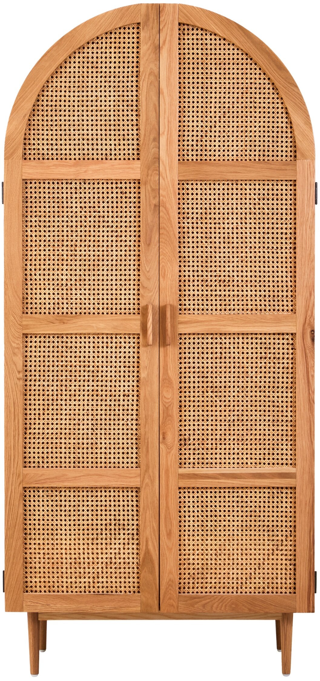 Rattan and Oak Two Door Arched Wardrobe - The Orchard Home and Gifts