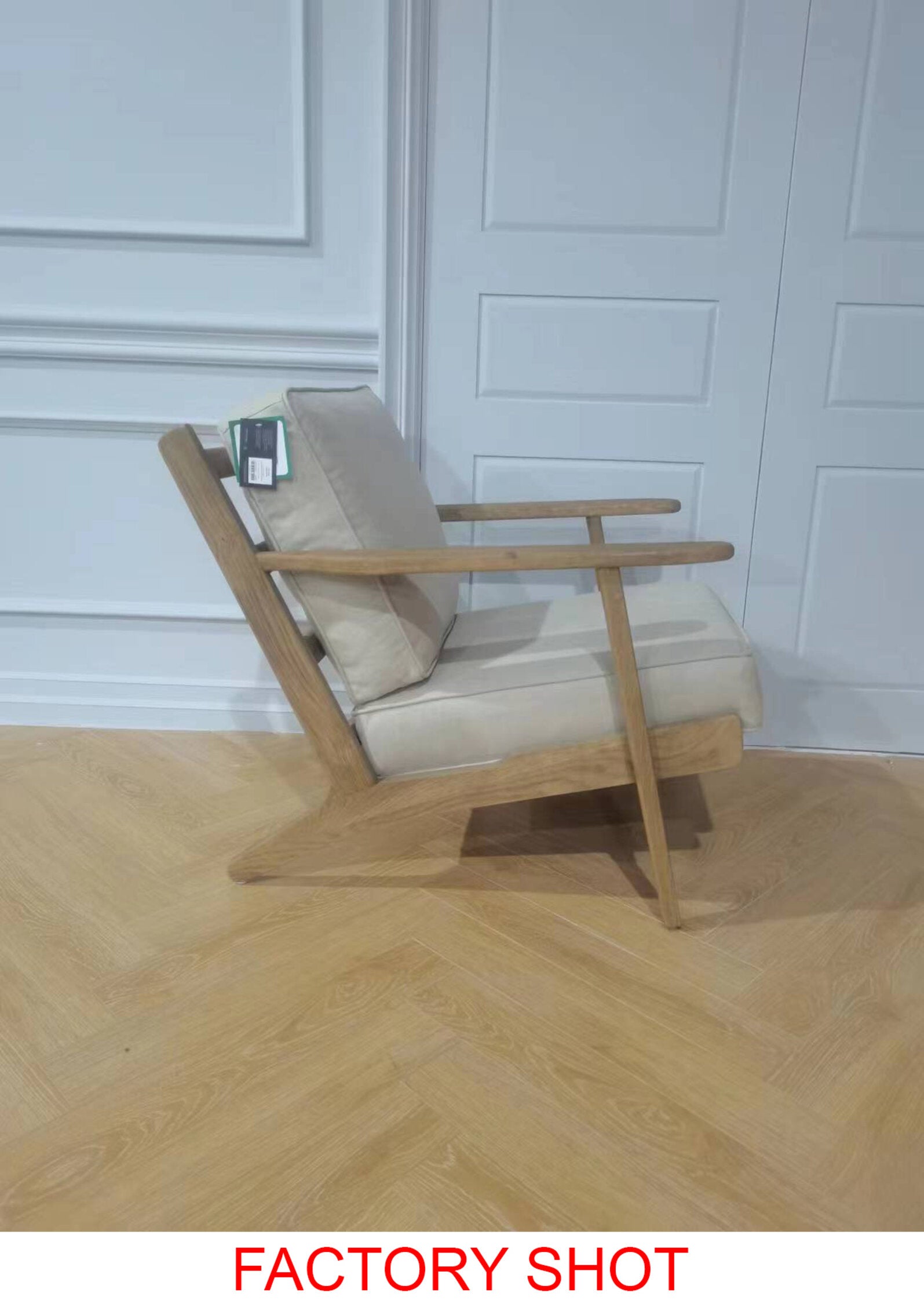 Mid Century Natural Linen and Oak Armchair - The Orchard Home and Gifts