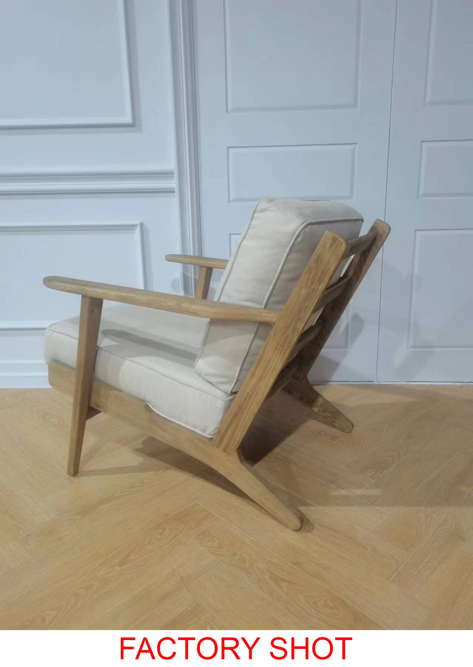 Mid Century Natural Linen and Oak Armchair - The Orchard Home and Gifts