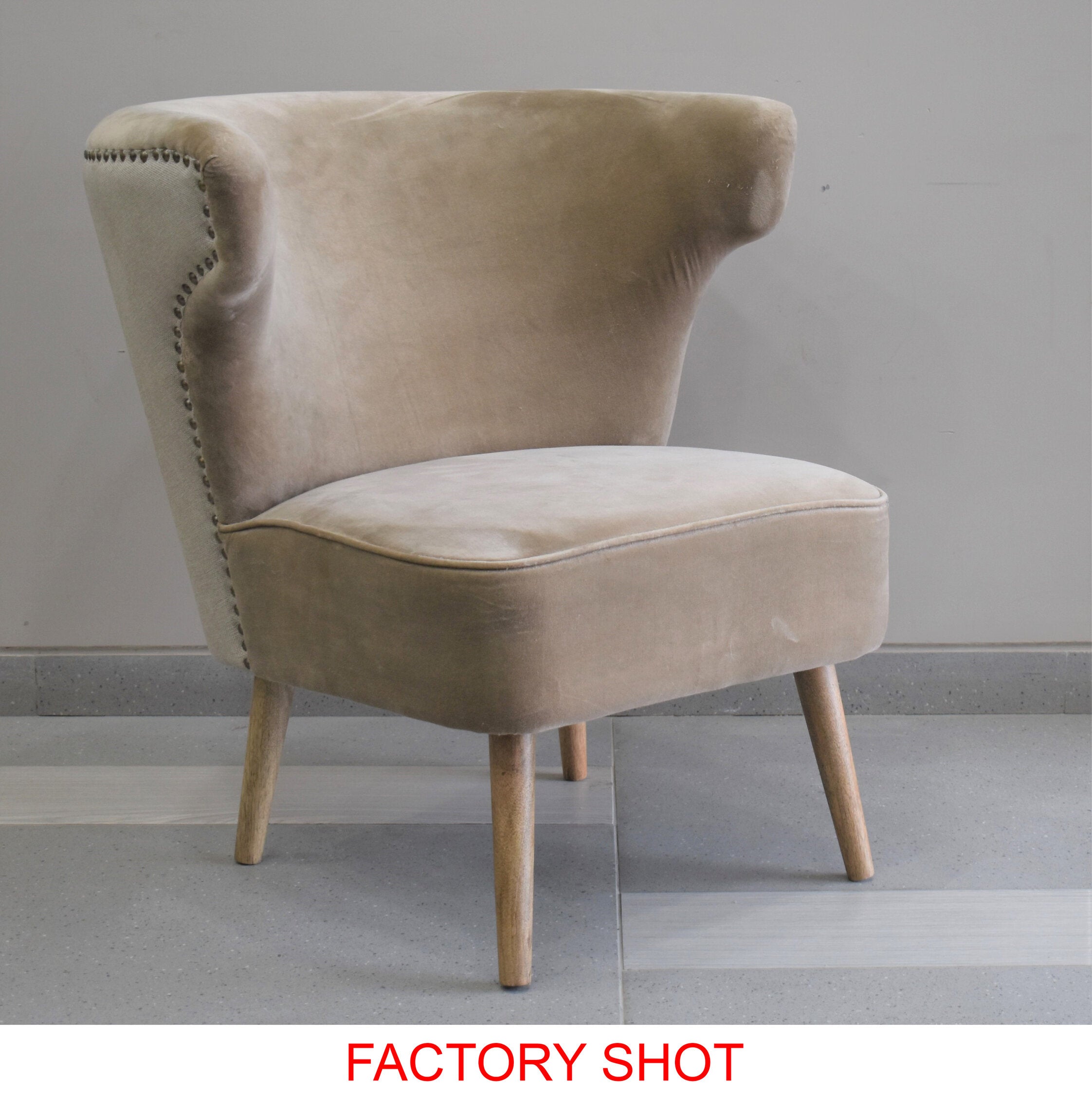 Mink Velvet and Natural Linen Armchair