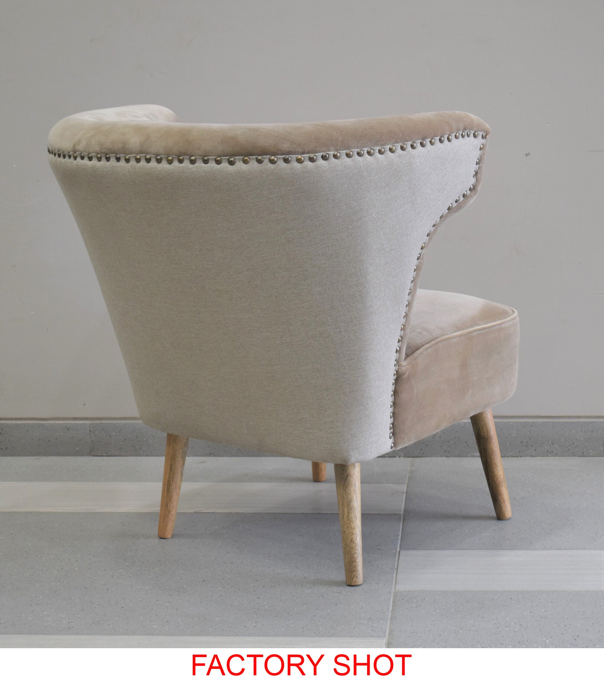 Mink Velvet and Natural Linen Armchair
