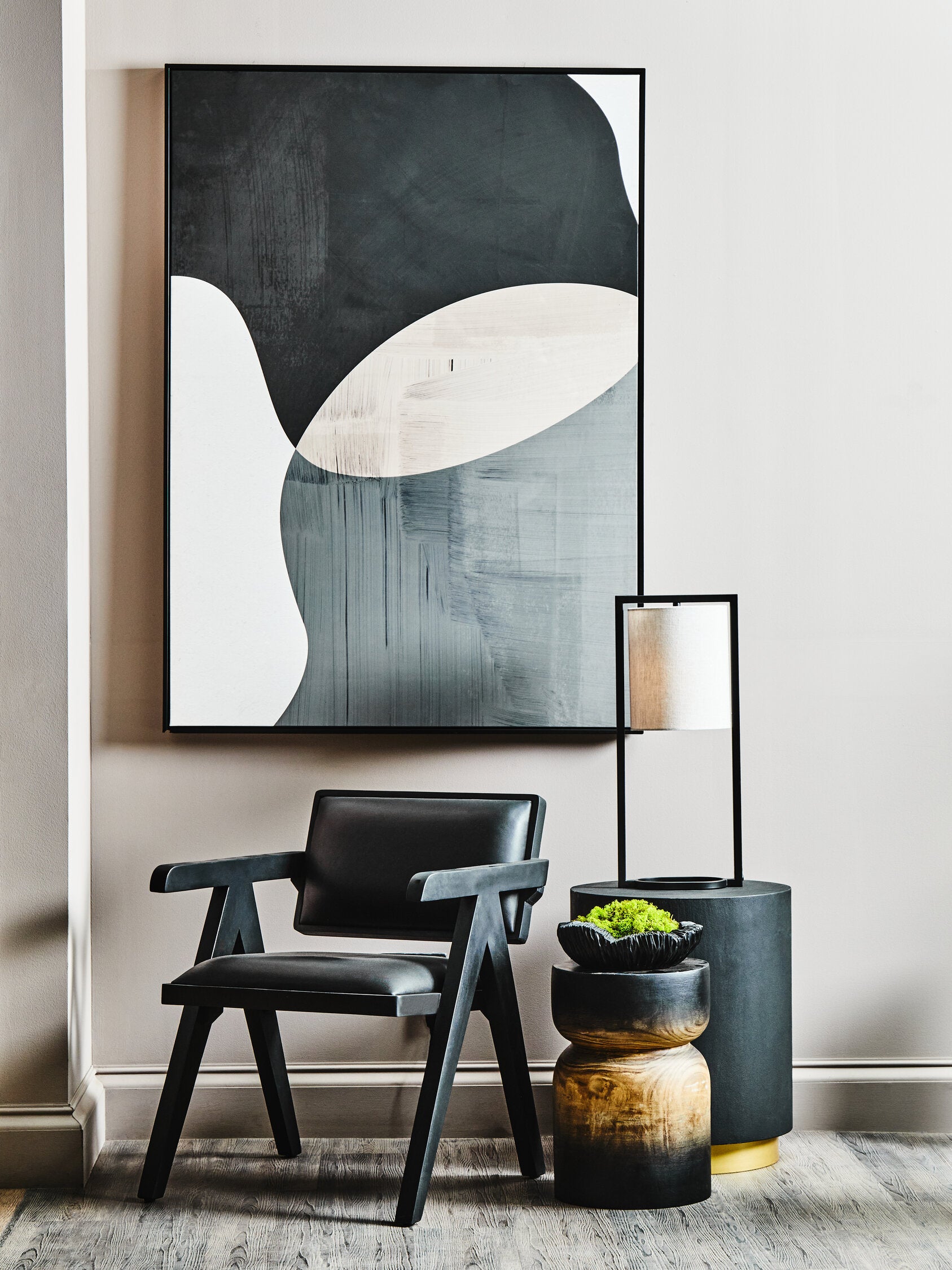 Buffalo Black Leather Angular Armchair