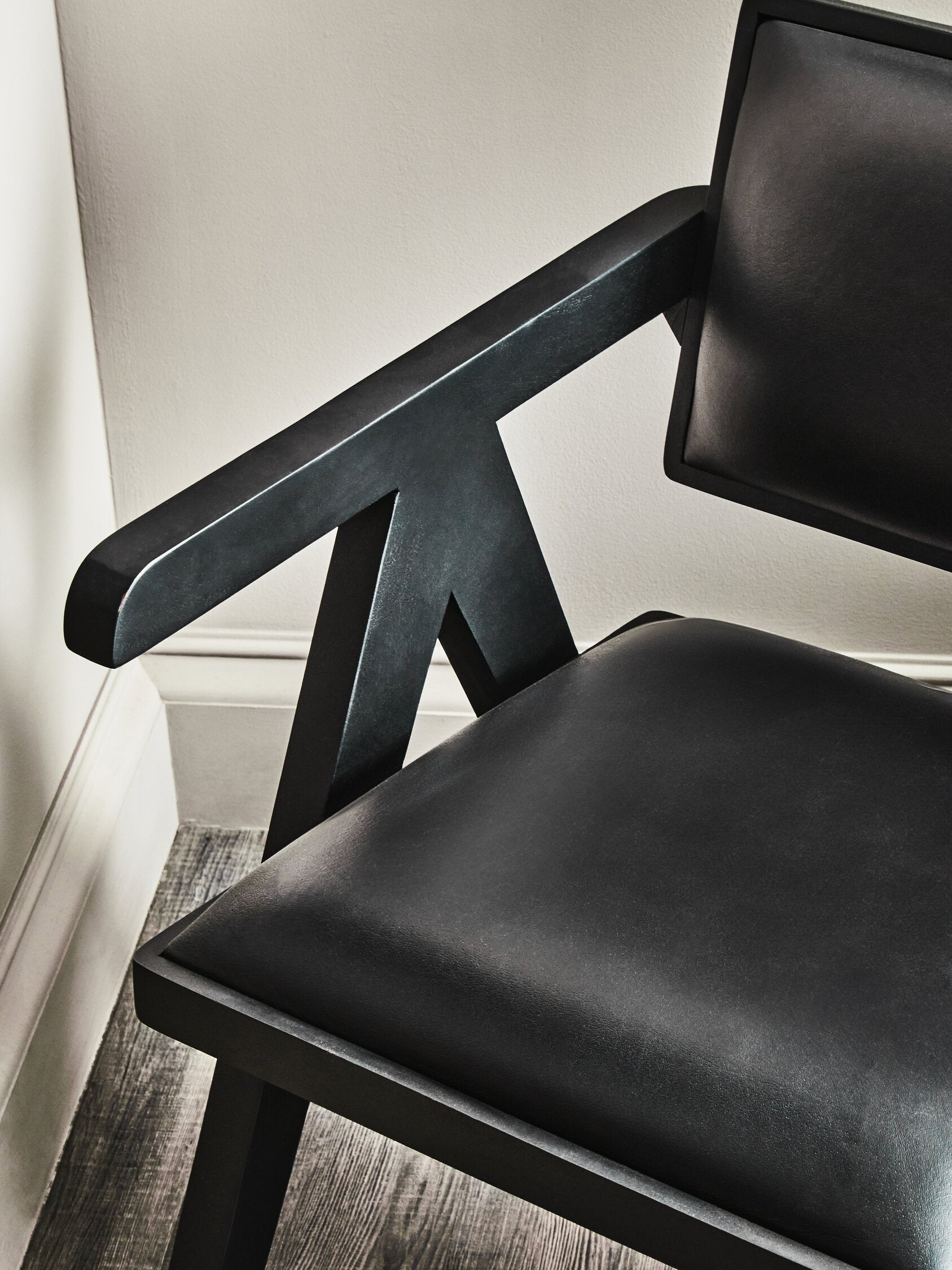 Buffalo Black Leather Angular Armchair