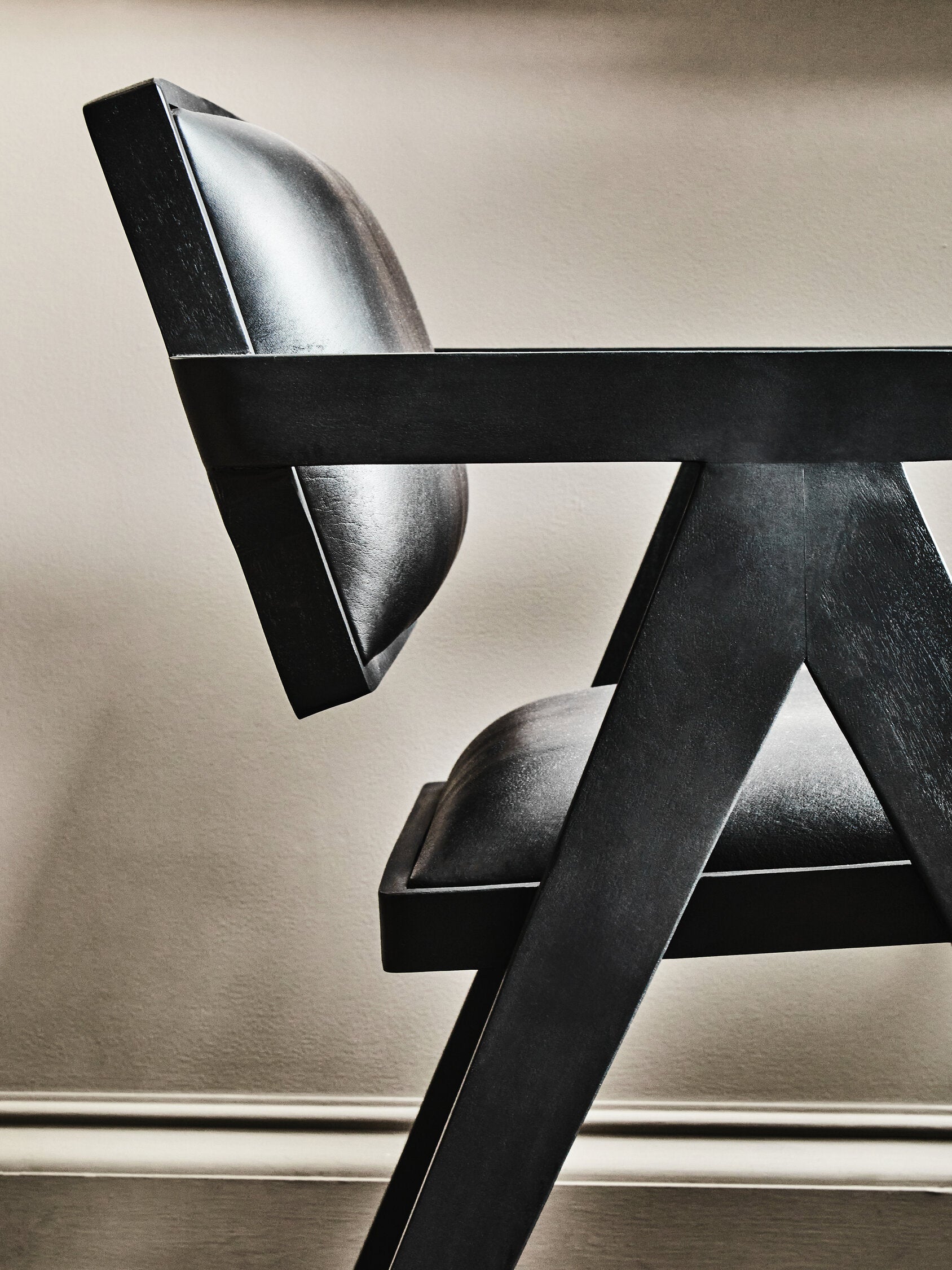 Buffalo Black Leather Angular Armchair