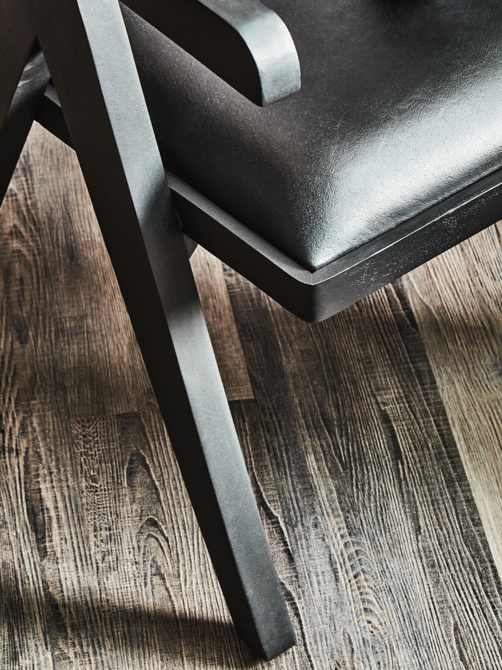 Buffalo Black Leather Angular Armchair