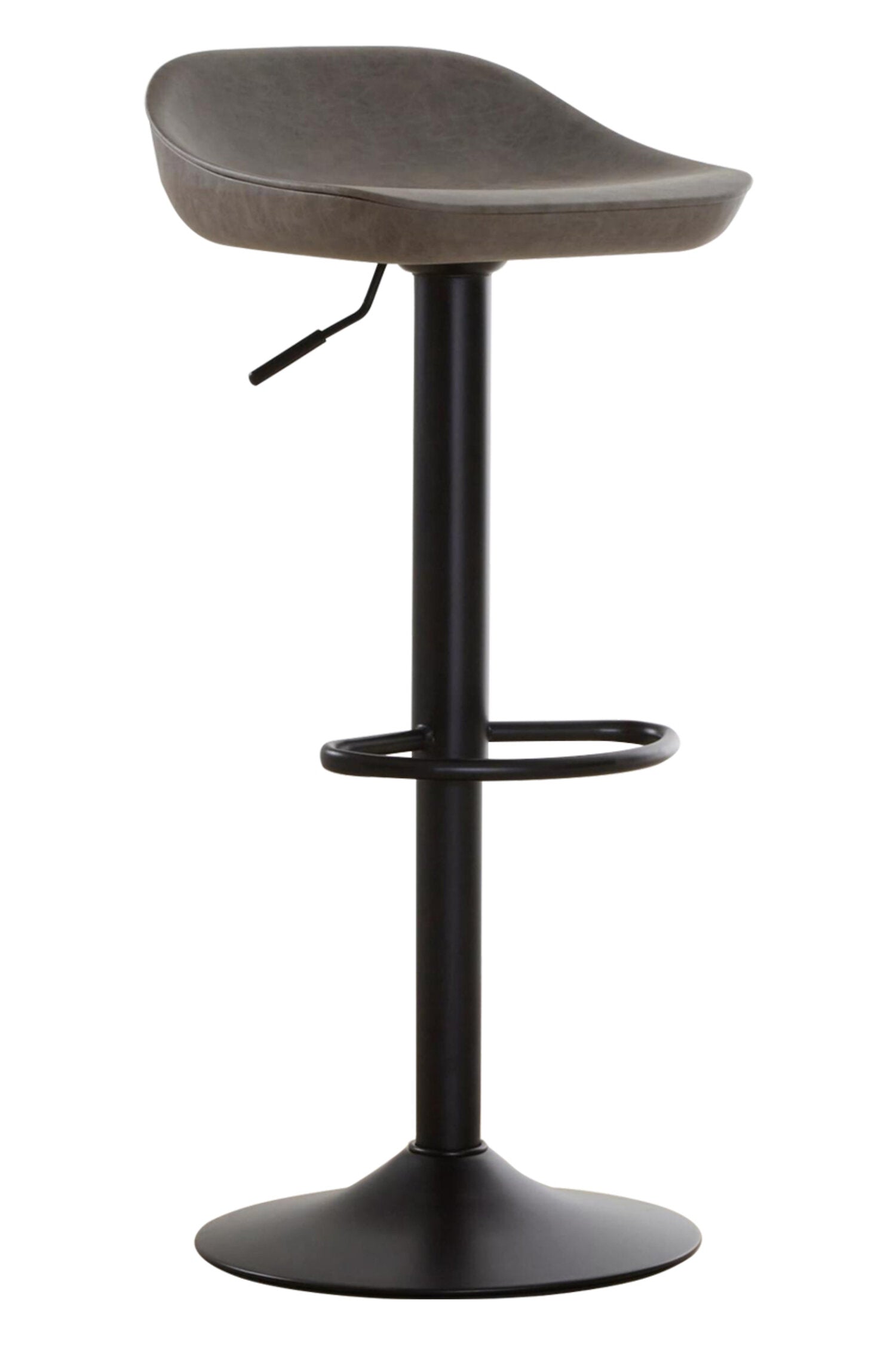 Ash Black Leather Effect Adjustable Bar Stool