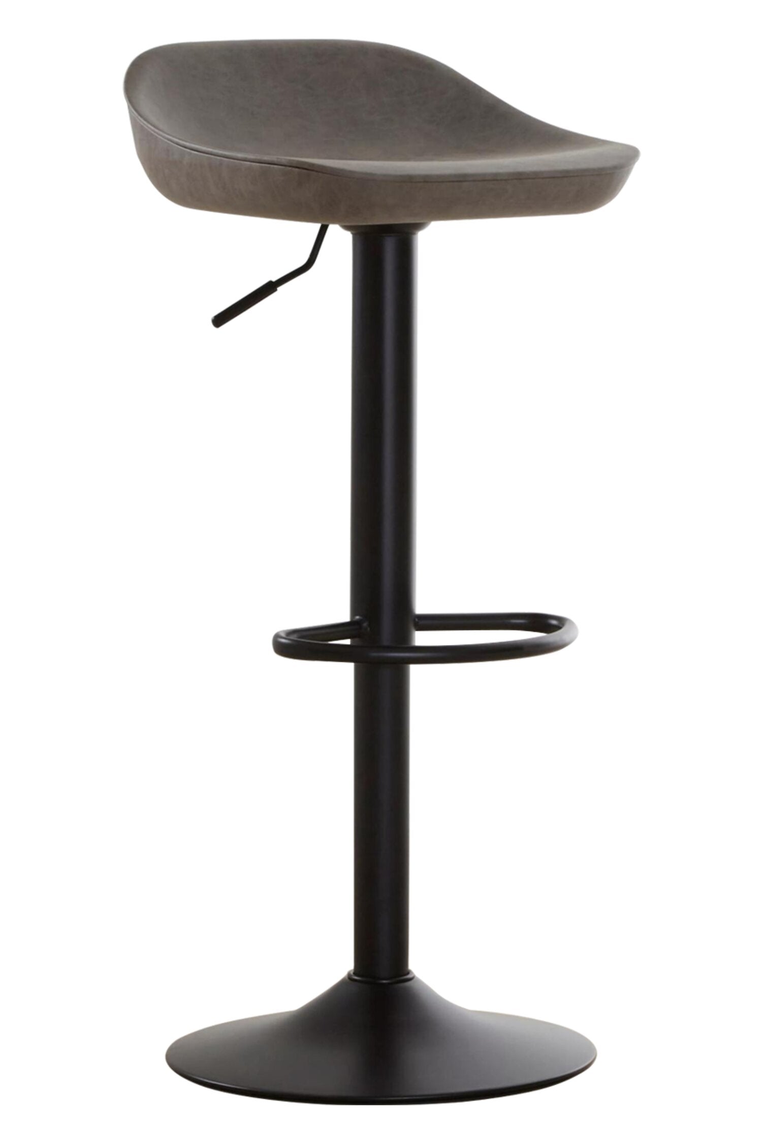 Ash Black Leather Effect Adjustable Bar Stool