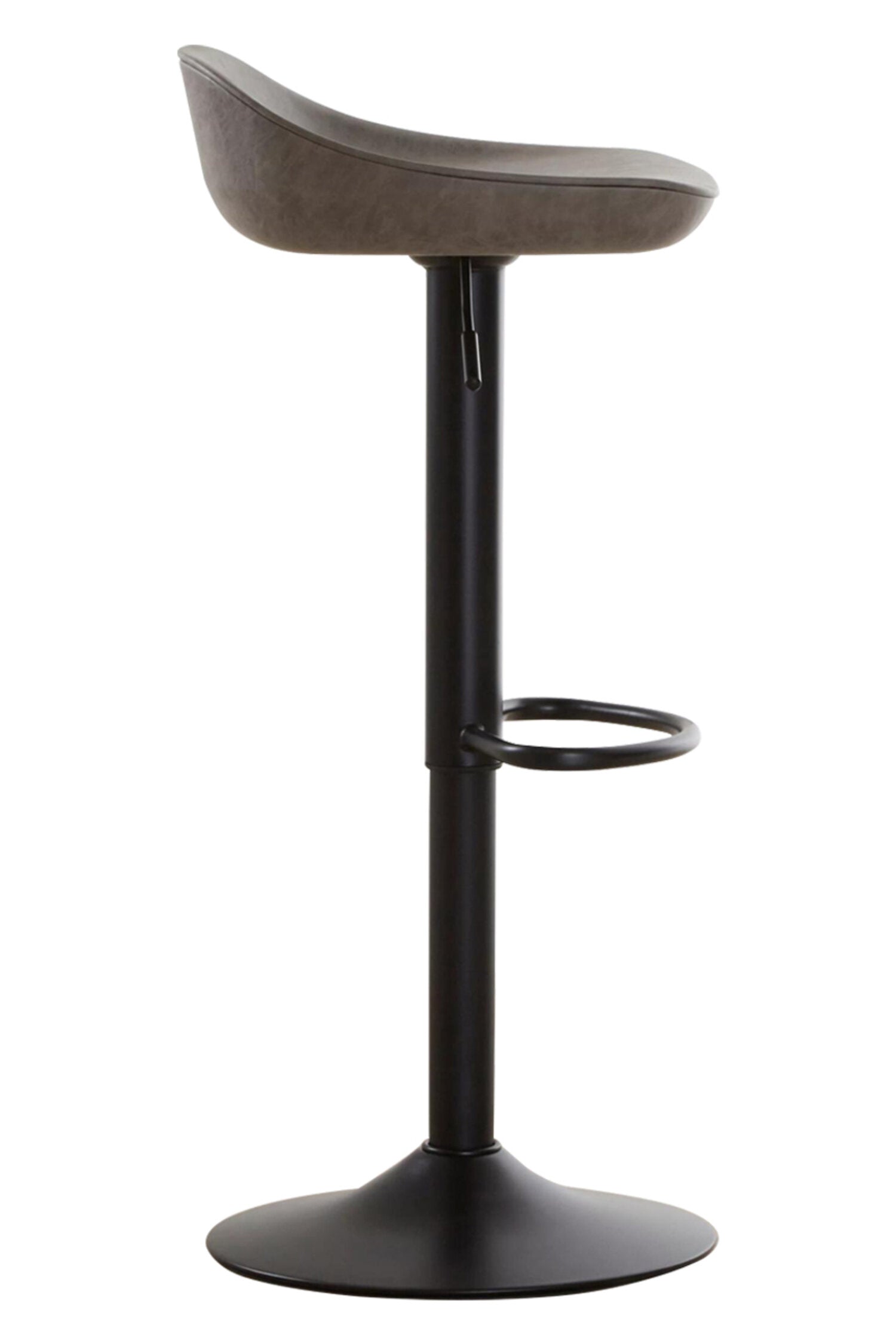 Ash Black Leather Effect Adjustable Bar Stool