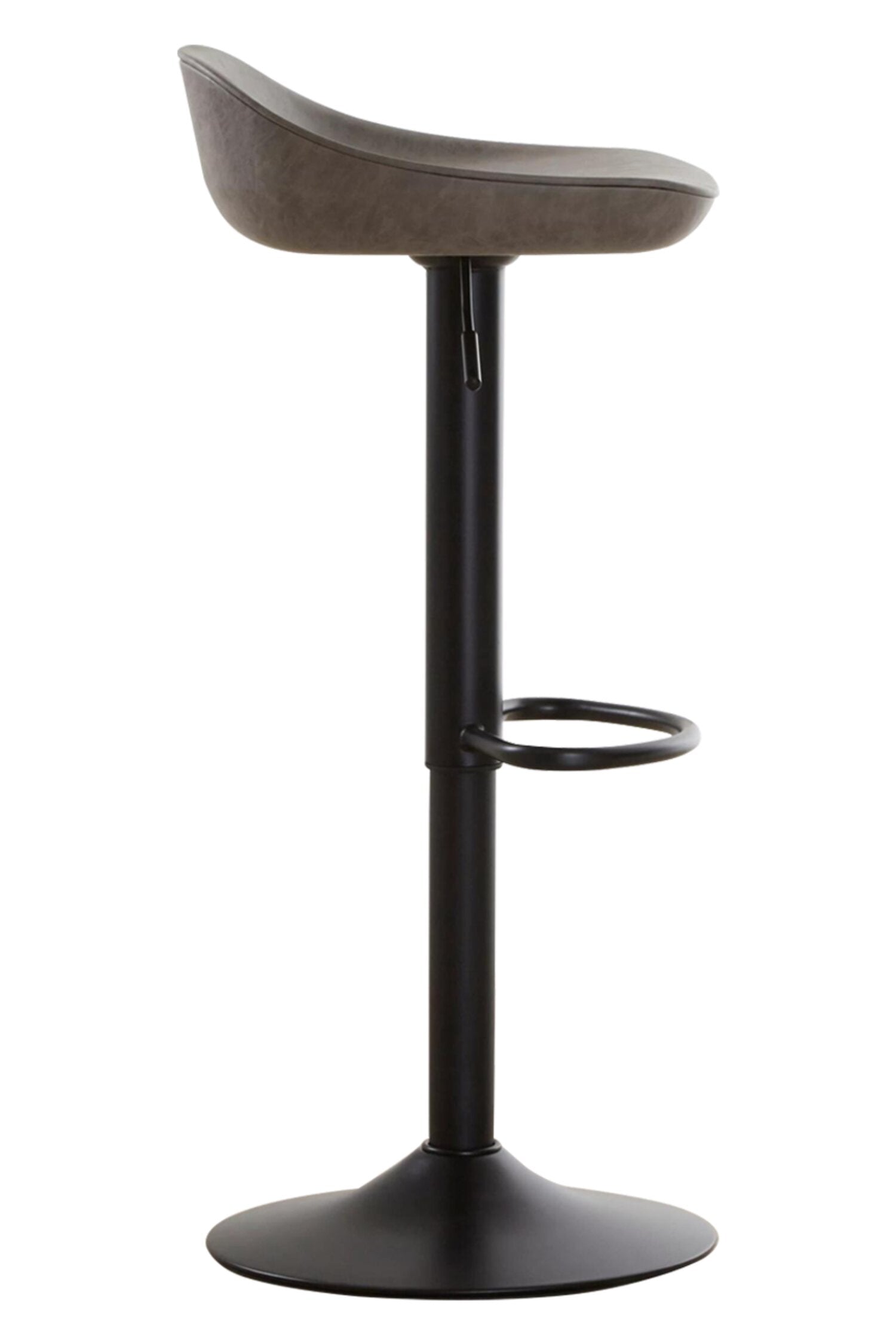 Ash Black Leather Effect Adjustable Bar Stool