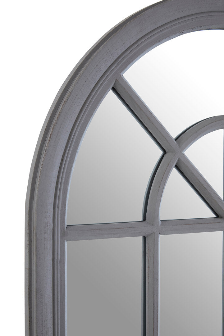 Hollis Grey Distressed Arch Window Wall Mirror