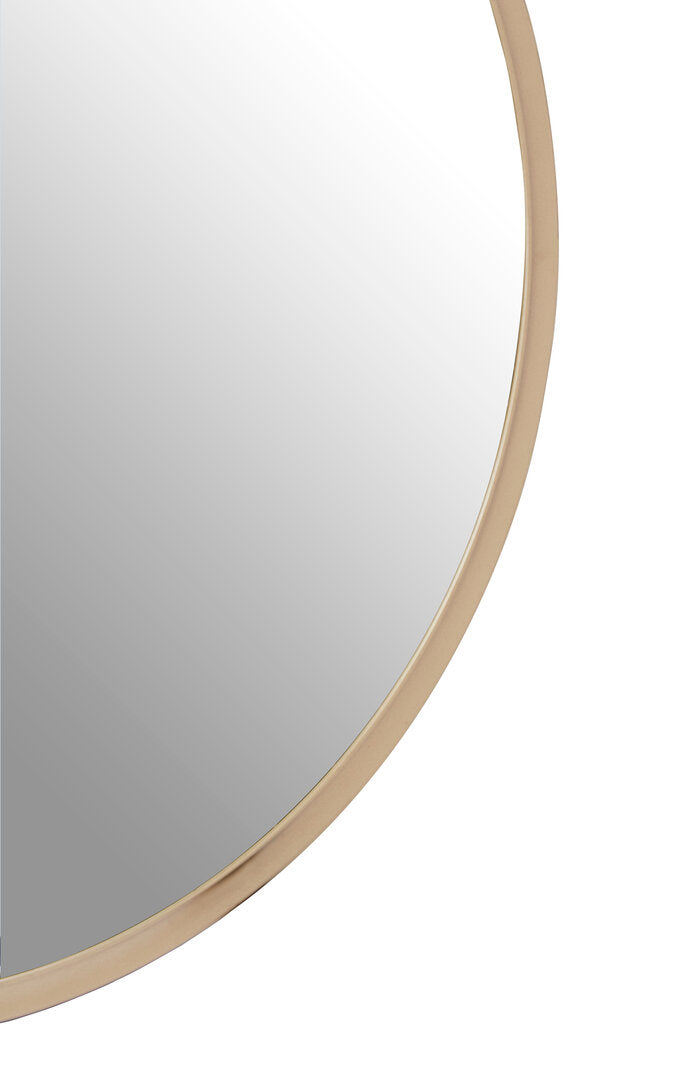 Round Gold Metallic Wall Mirror With Circular Hook