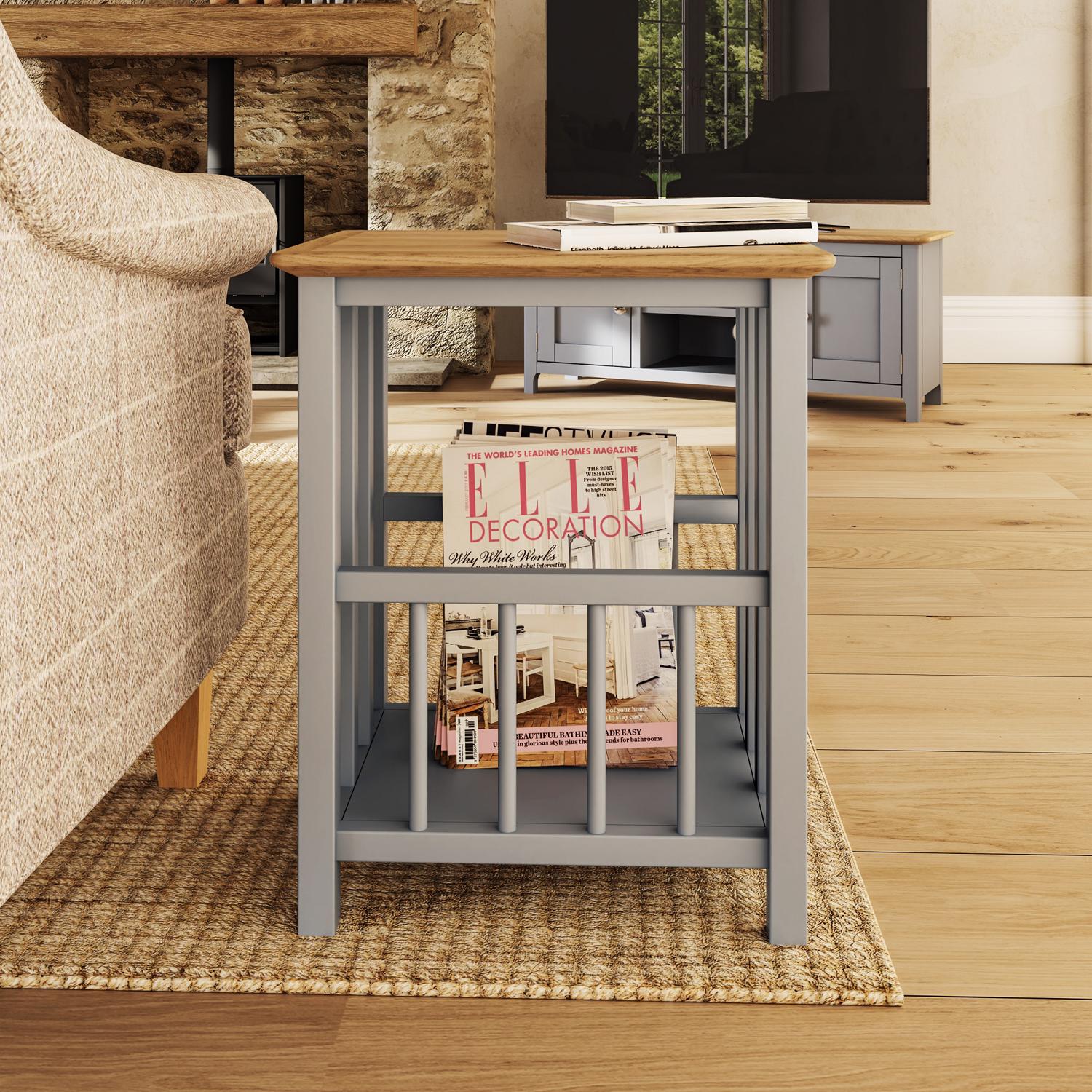 Dove Grey Oak Vinyl Record and Magazine Storage Rack