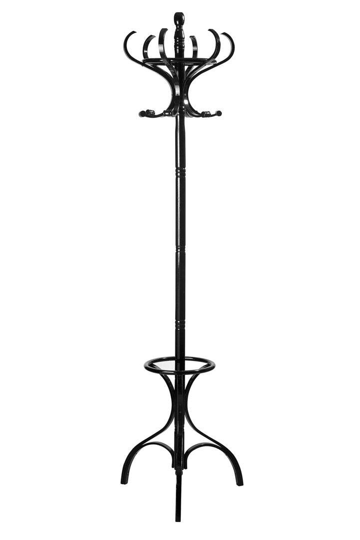 Black Floor Standing Coat and Umbrella Rack Stand