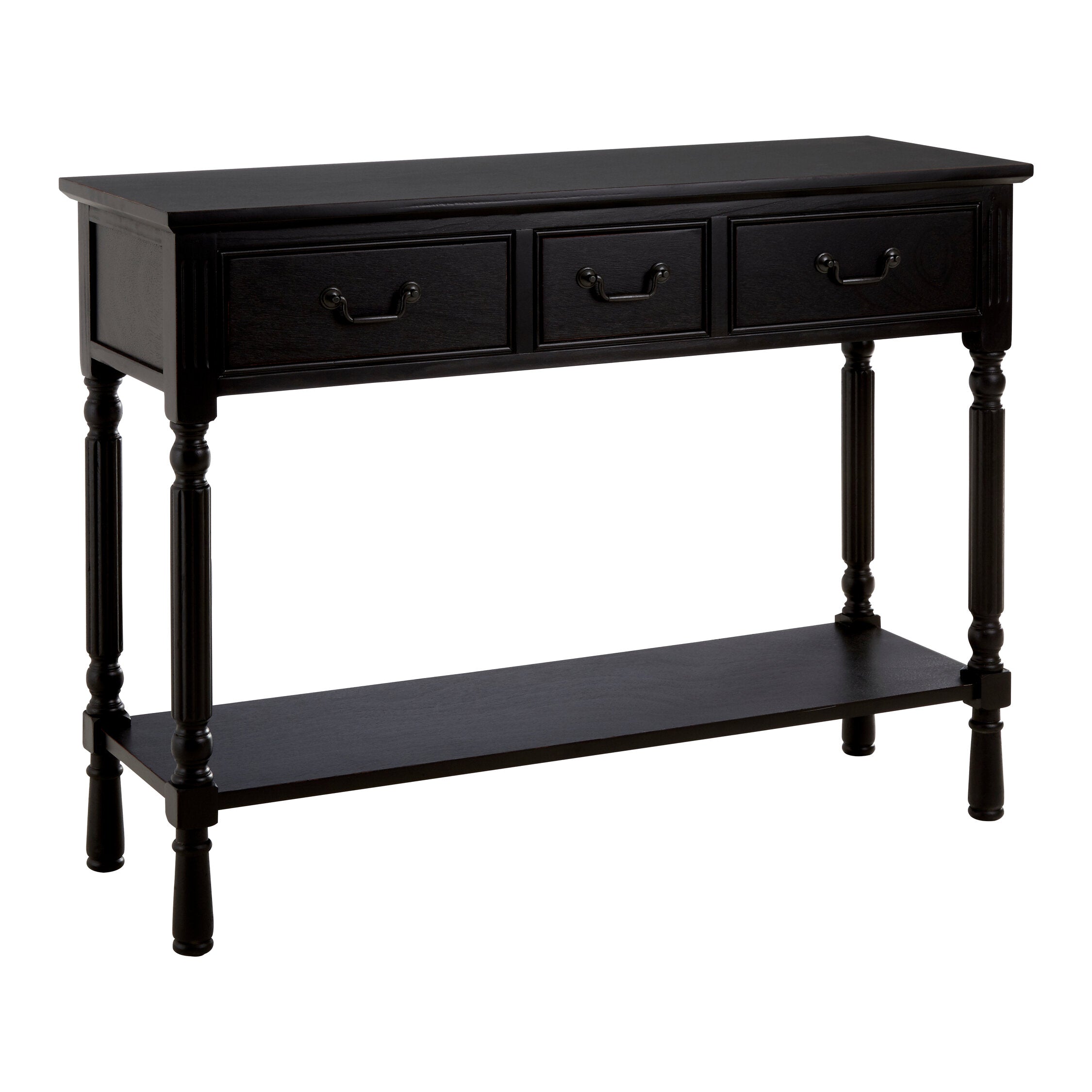 Vintage Black Three Drawer Console Table - The Orchard Home and Gifts