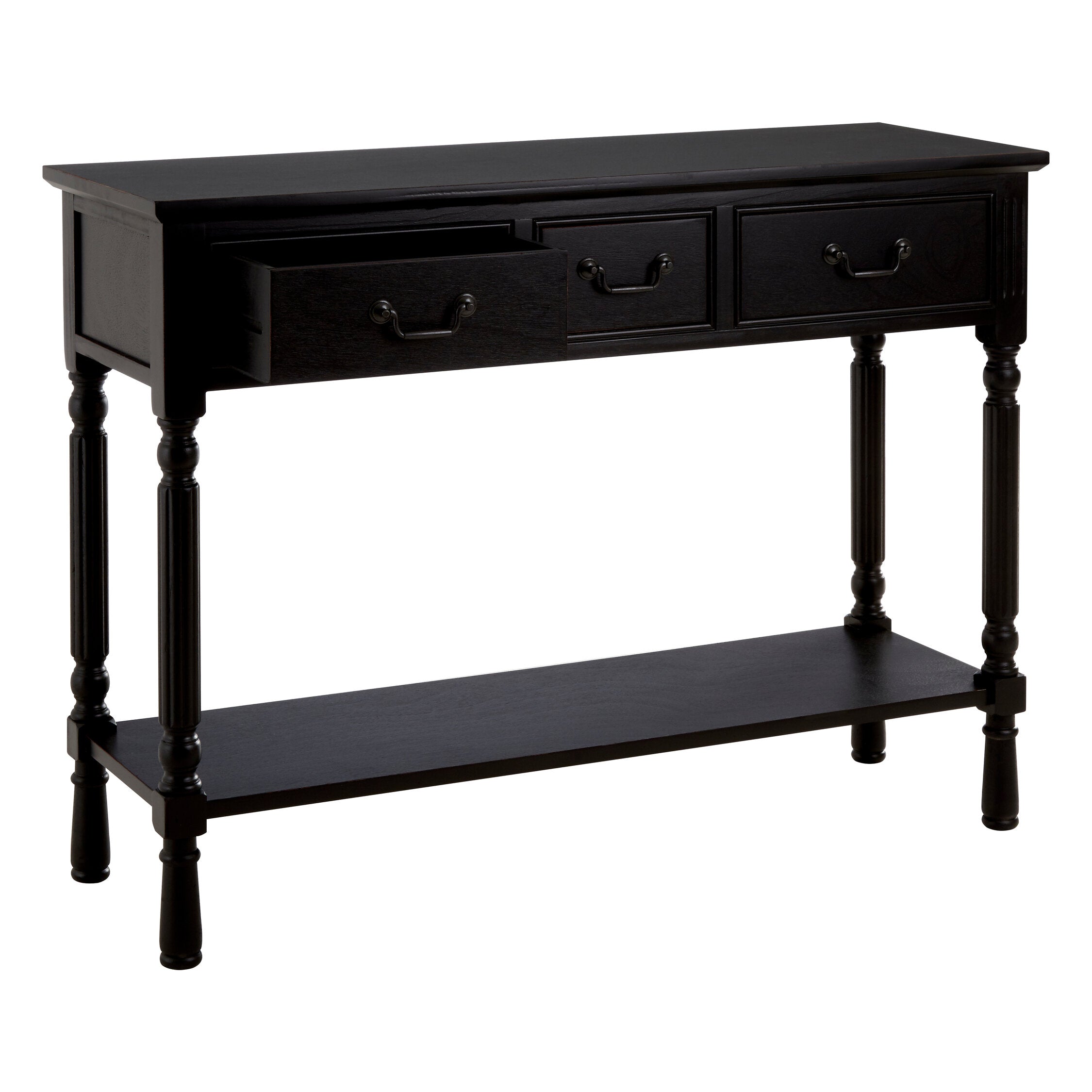Vintage Black Three Drawer Console Table - The Orchard Home and Gifts