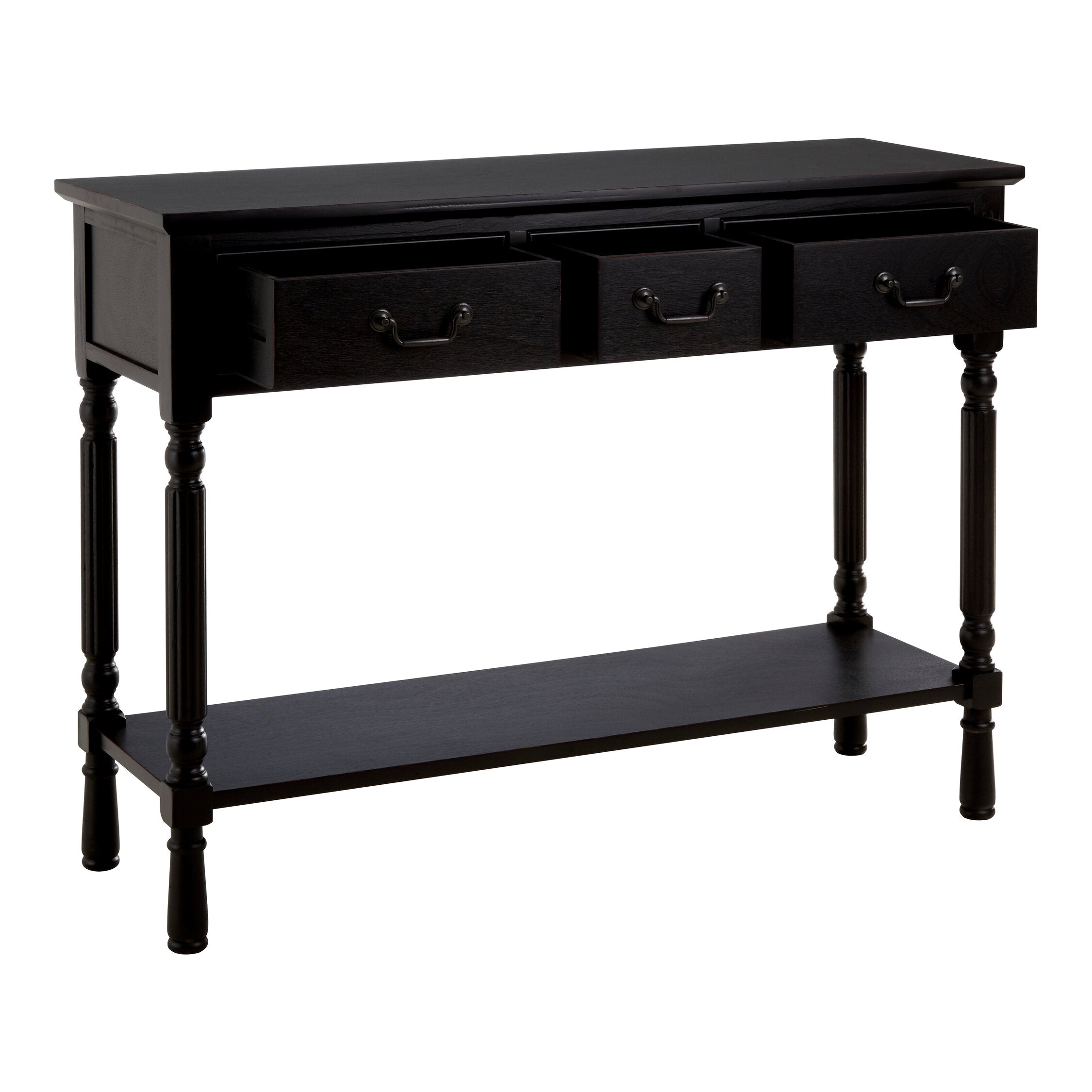 Vintage Black Three Drawer Console Table - The Orchard Home and Gifts