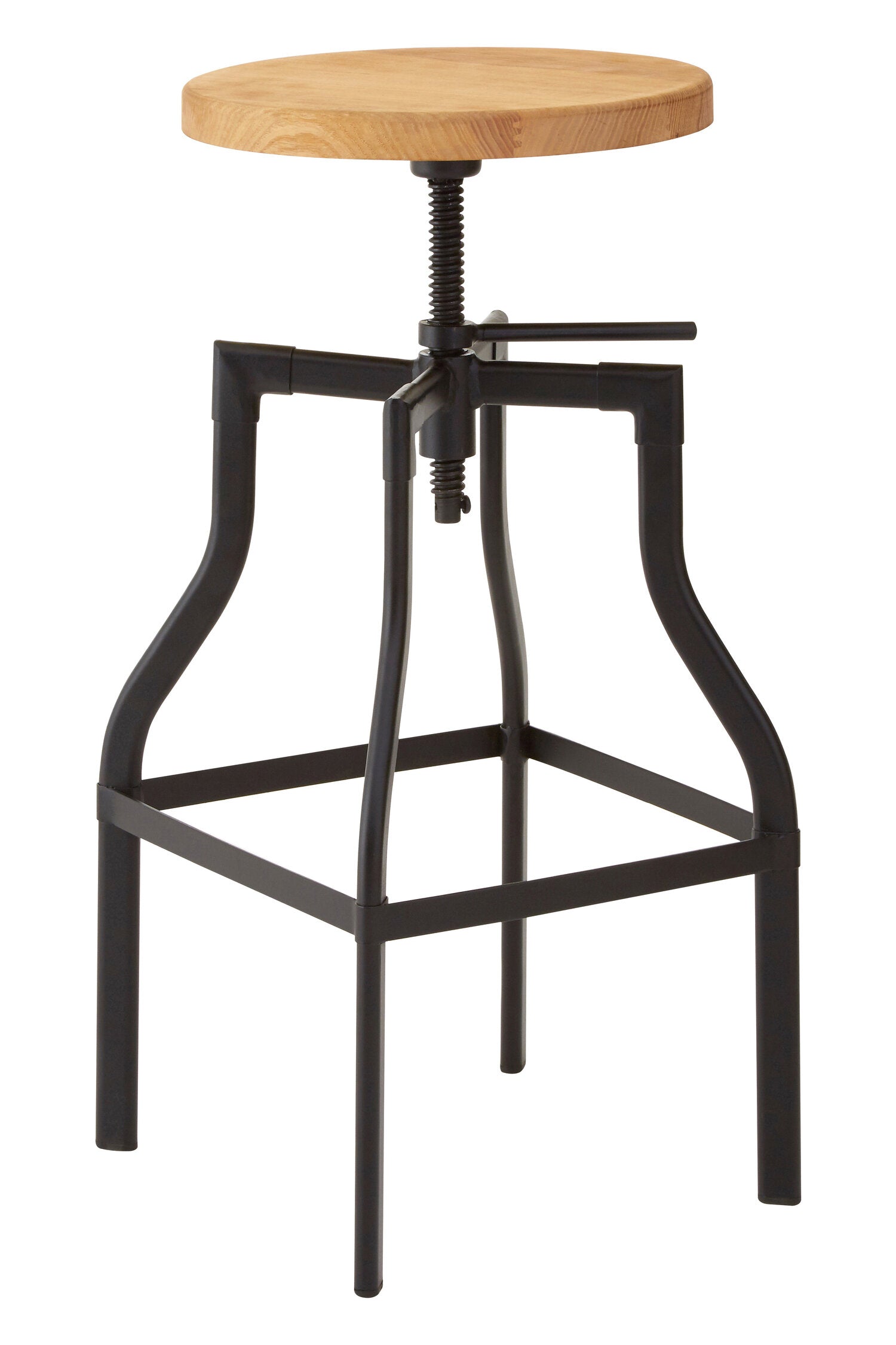 Steel and Ash Wood Adjustable Bar Stool - The Orchard Home and Gifts