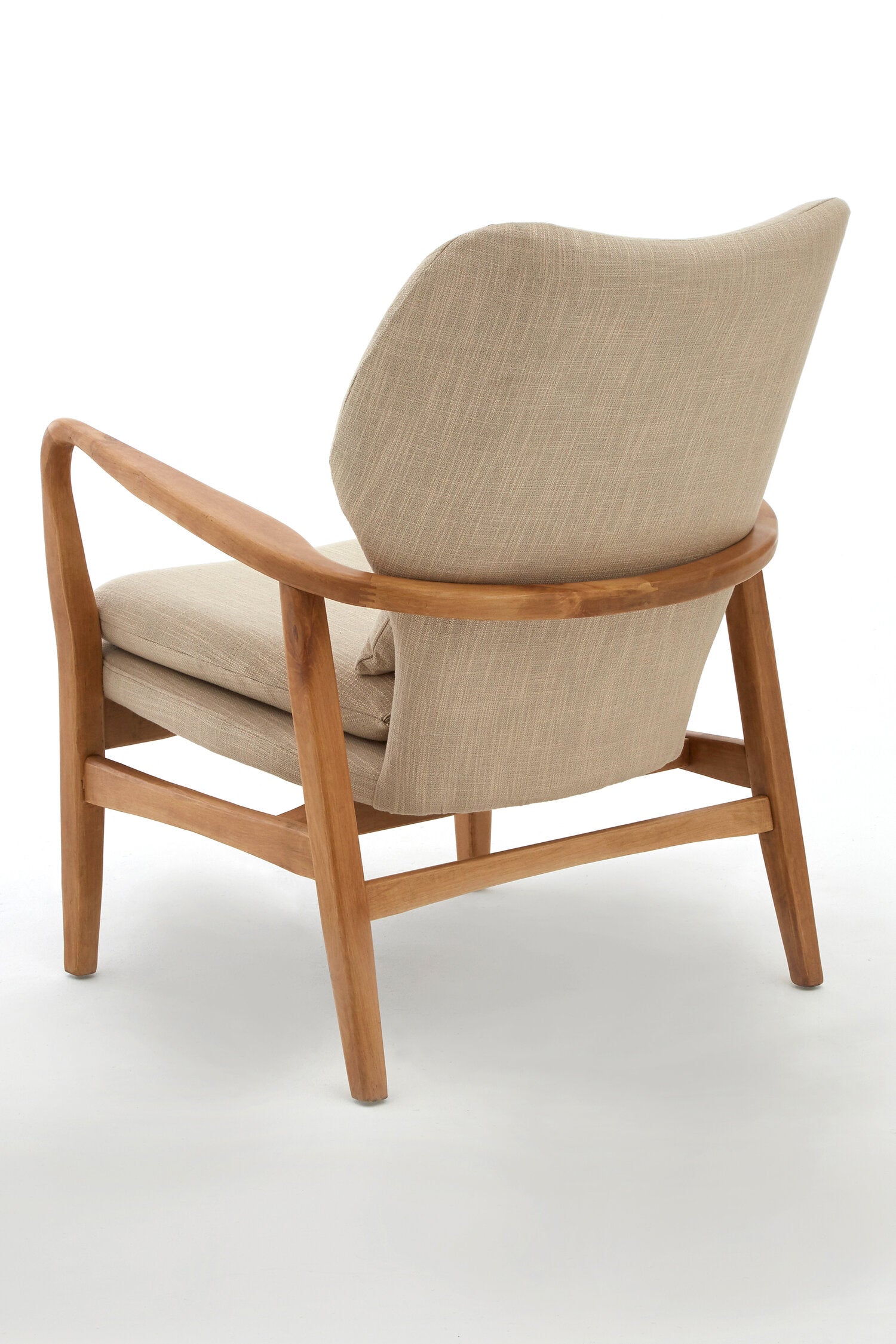 Beige Mid Century Birchwood Armchair - The Orchard Home and Gifts