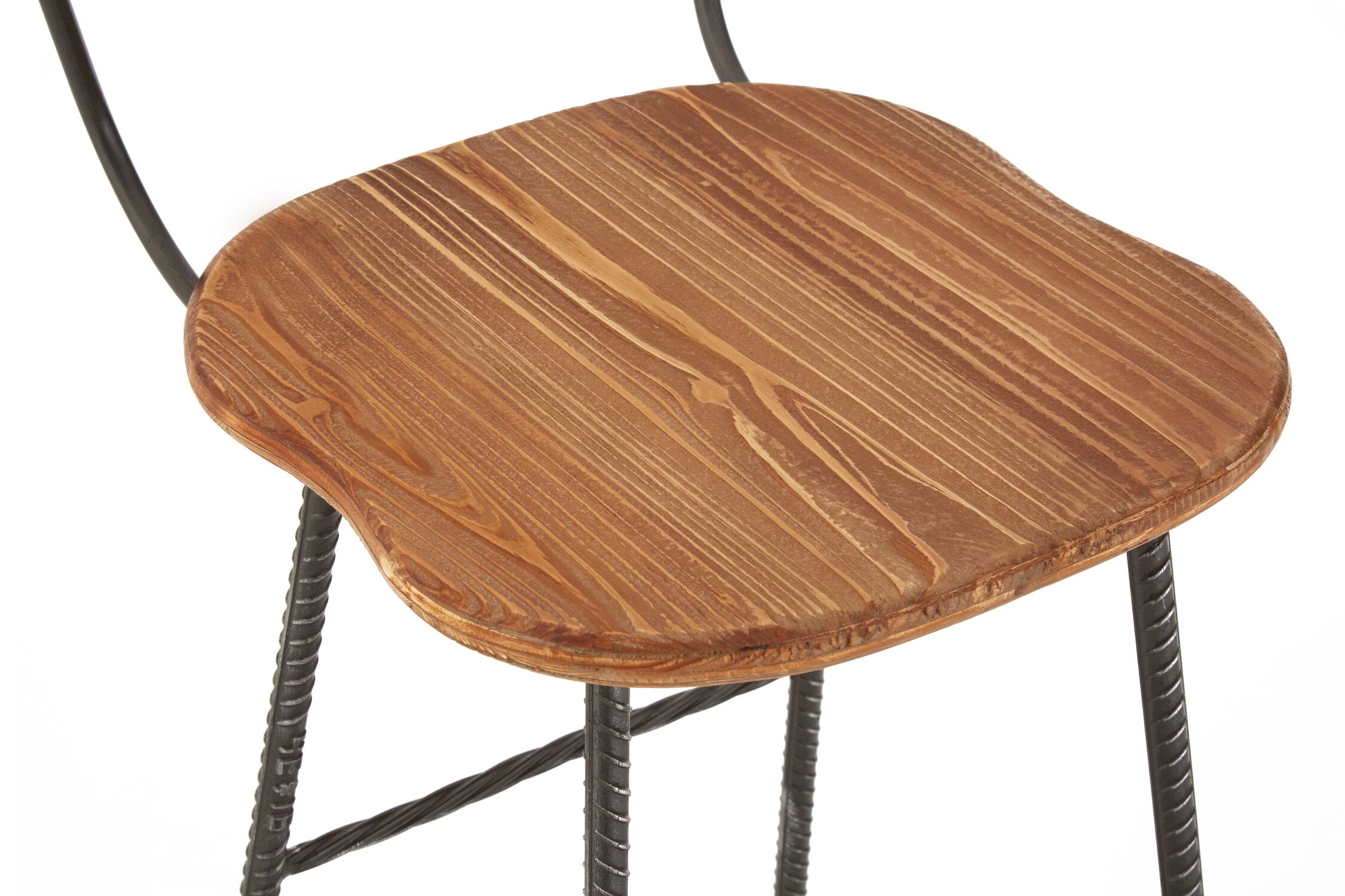 Black Twisted Metal and Wood Bar Stool - The Orchard Home and Gifts