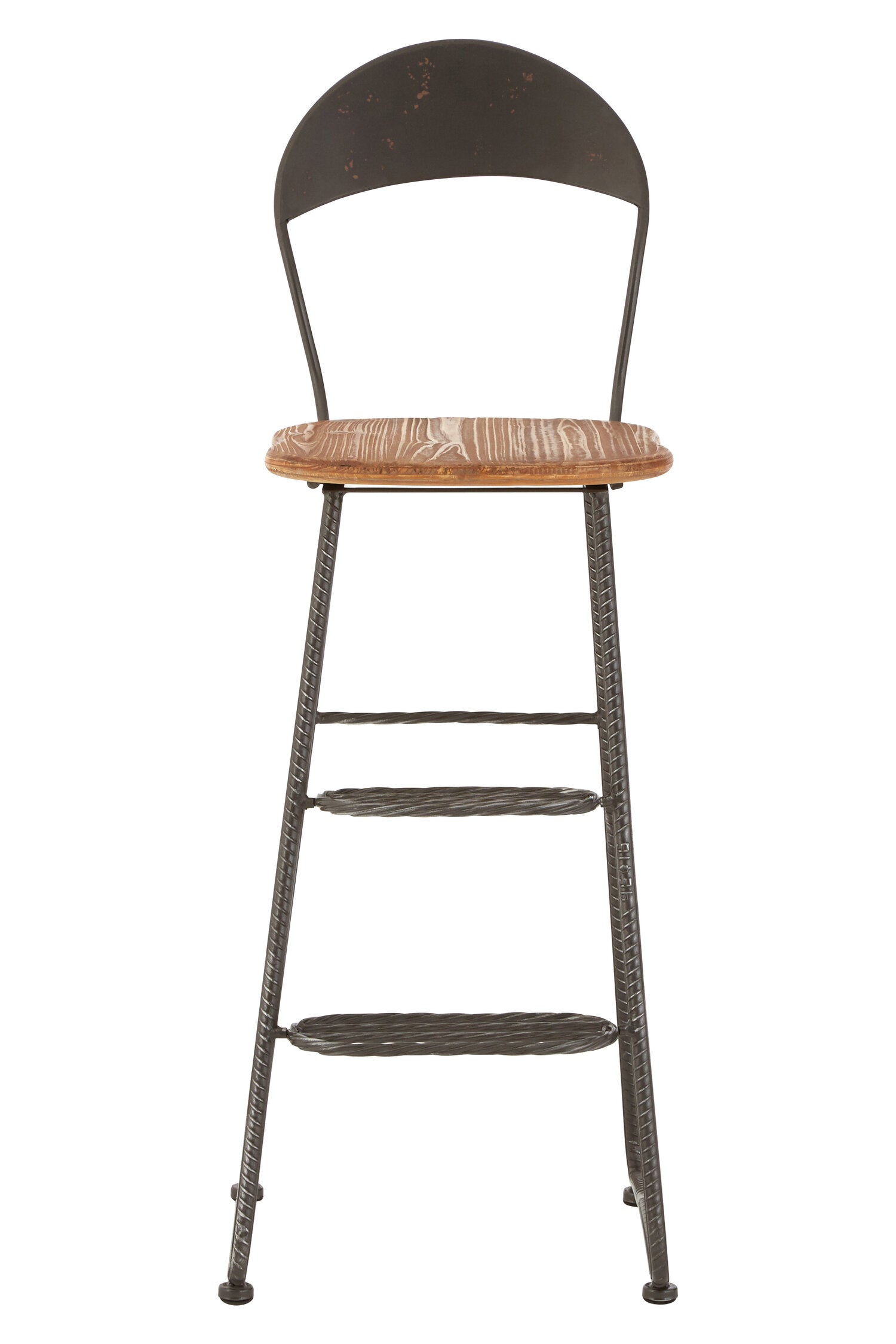 Black Twisted Metal and Wood Bar Stool - The Orchard Home and Gifts