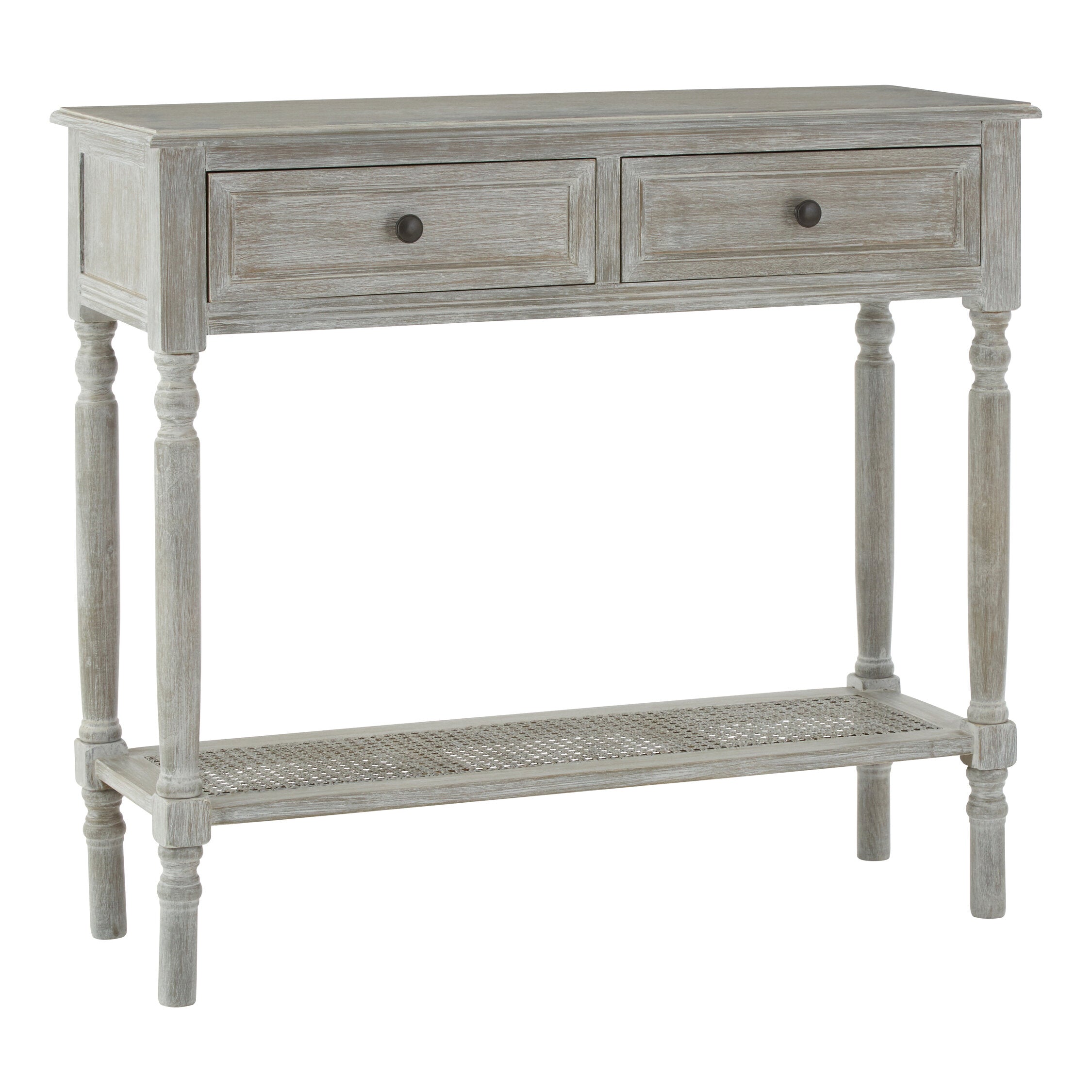 Grey Wash Wooden Two Drawer Console Table - The Orchard Home and Gifts