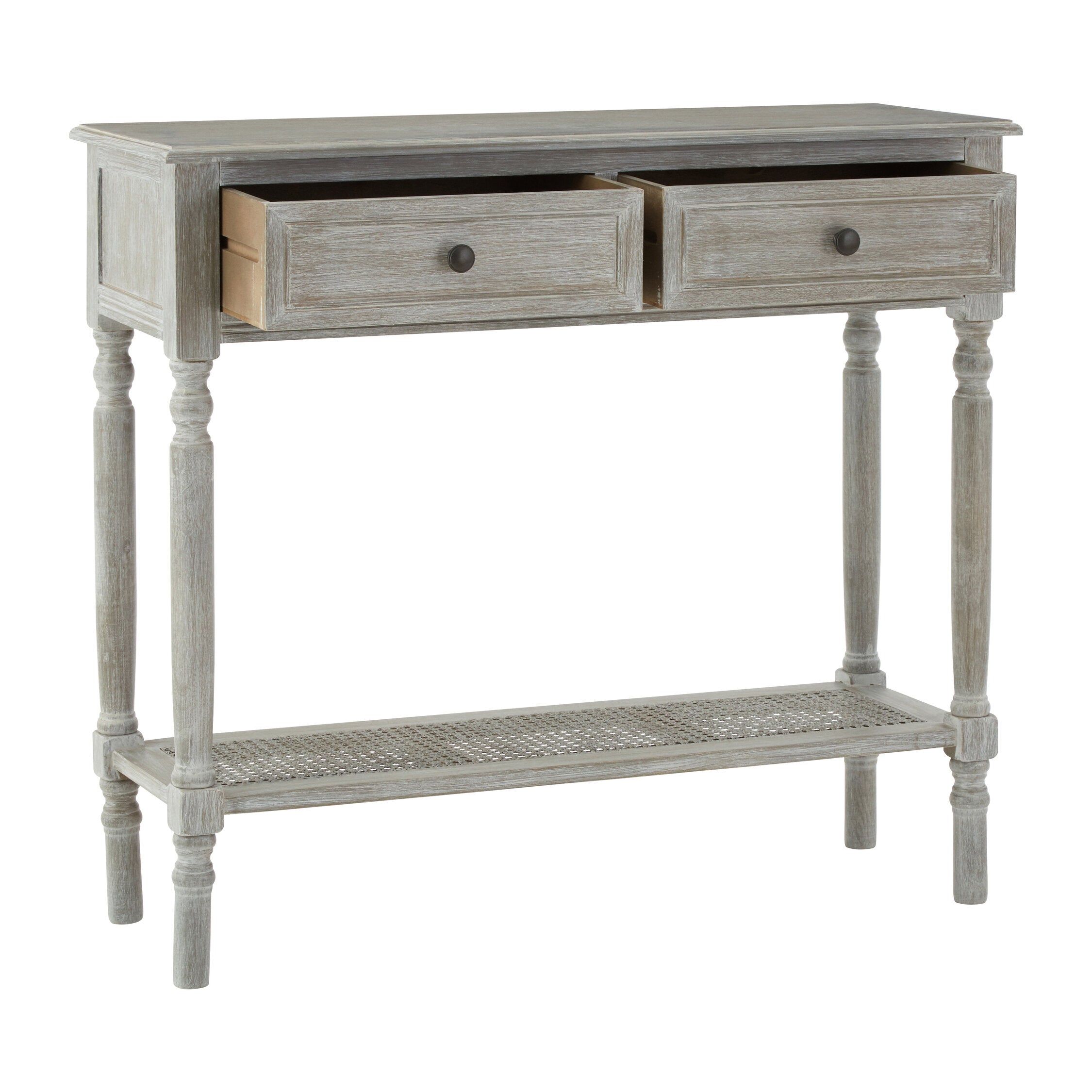 Grey Wash Wooden Two Drawer Console Table - The Orchard Home and Gifts